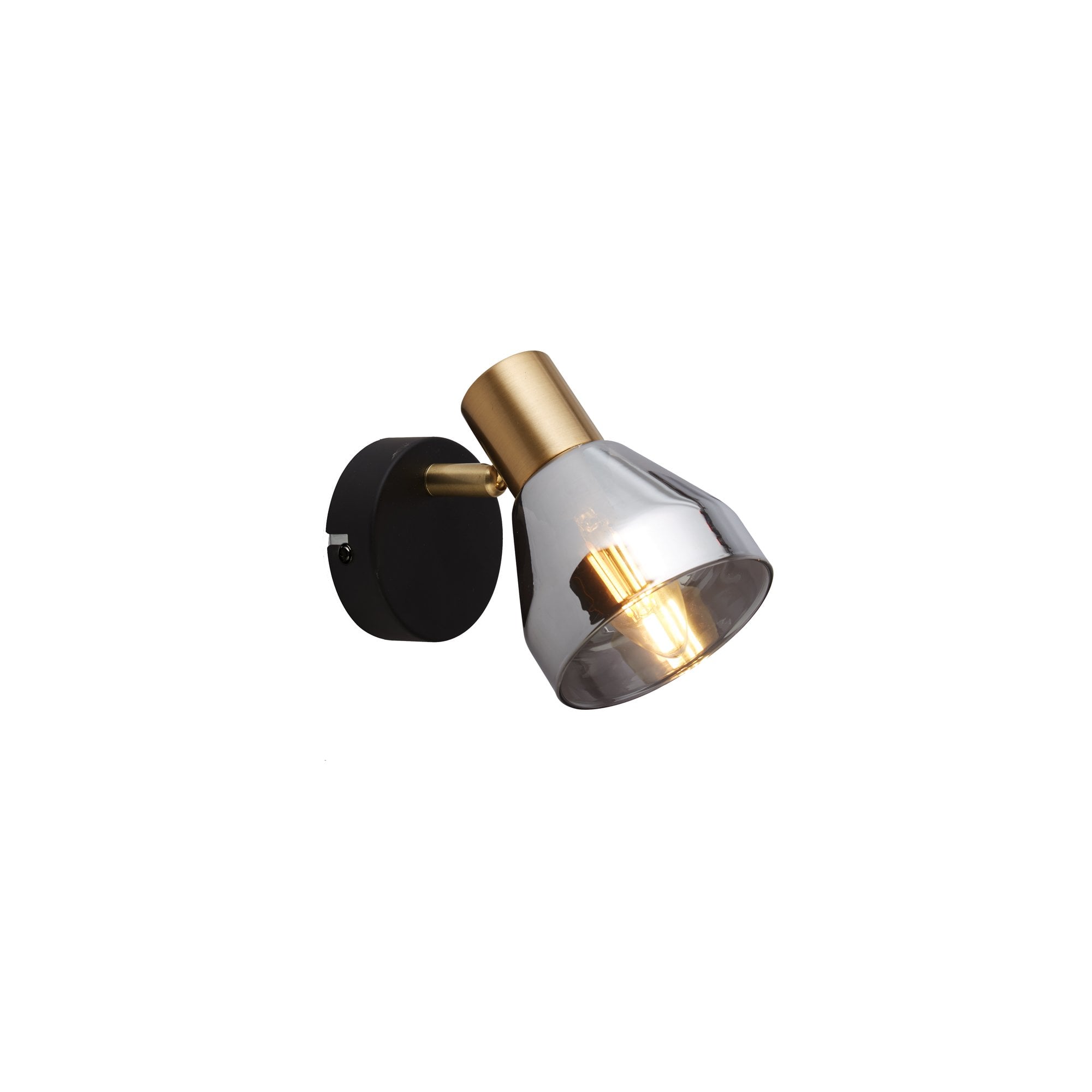 Searchlight Westfield Spotlight - Black, Satin Brass & Smoked Glass