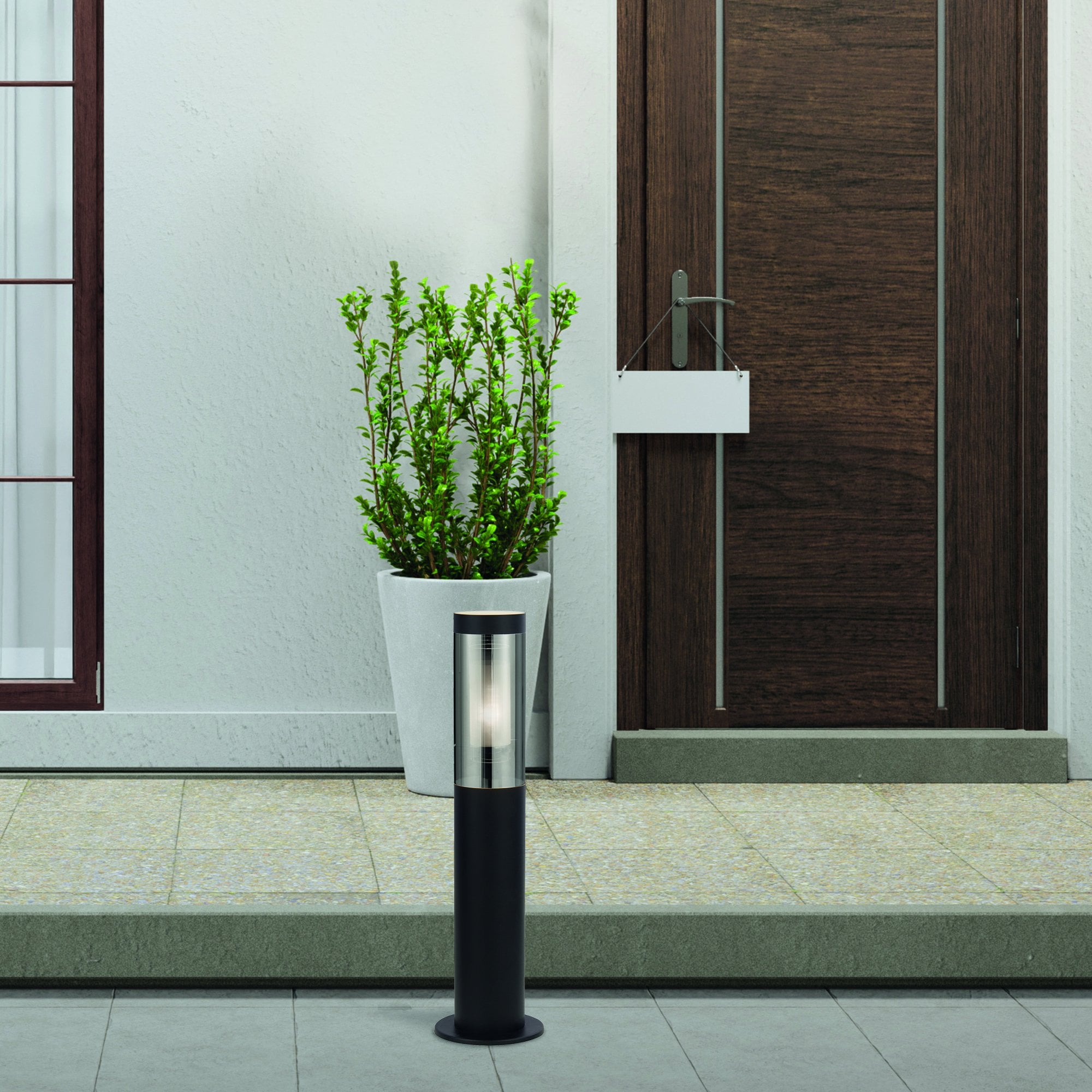 Searchlight Barnet 450mm Outdoor IP44 Post - Black & Smoked Diffuser