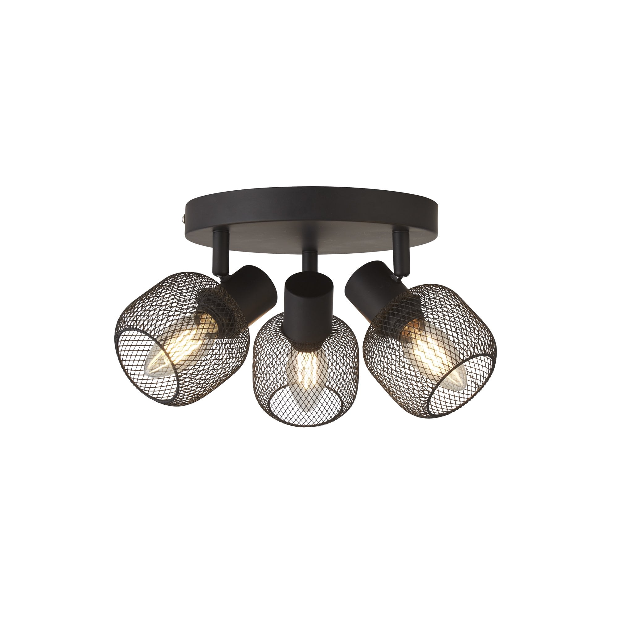 Searchlight McLeod 3 Light Cage Round Spotlight - Black