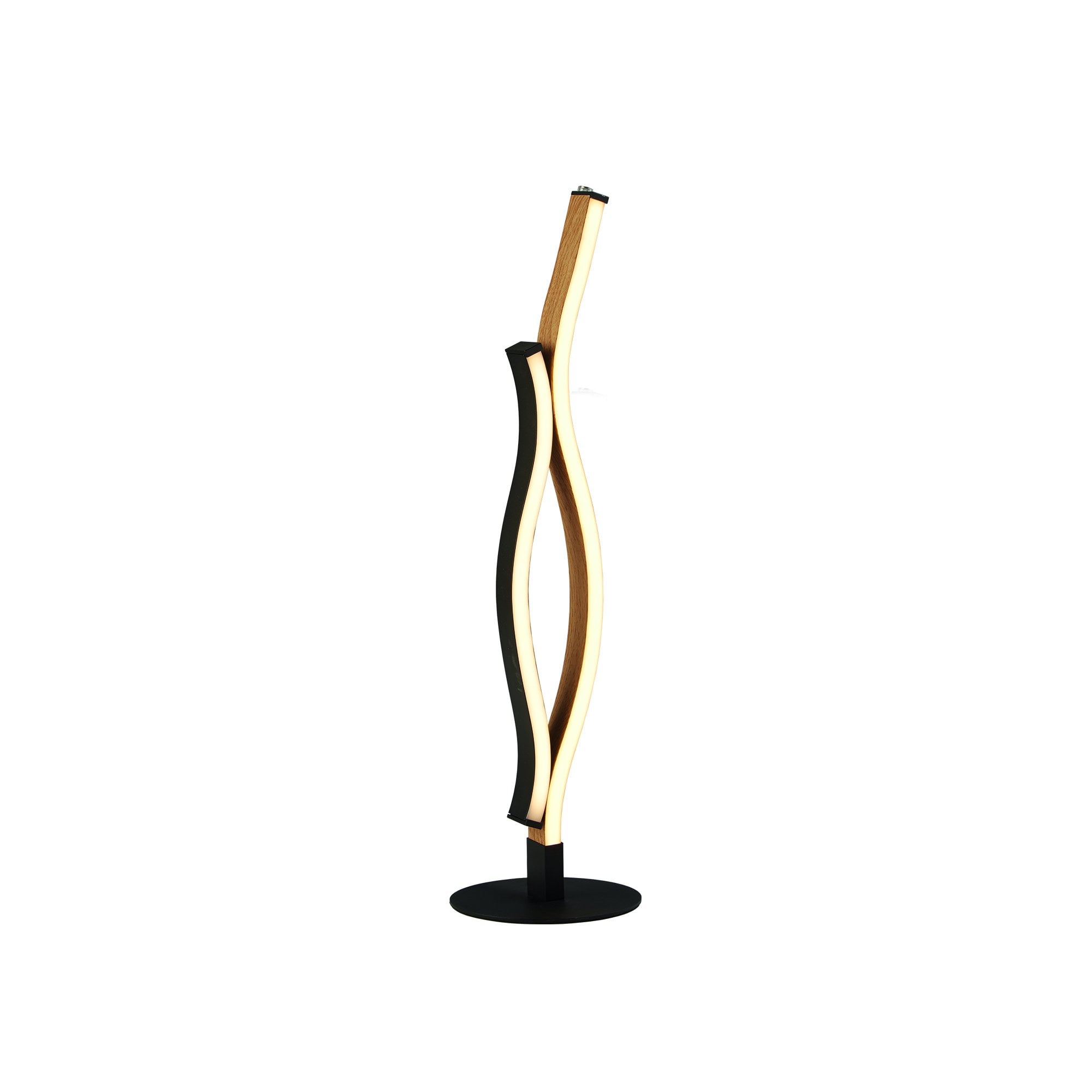 Searchlight Belmont Swirl LED Table Lamp - Black With Wood Effect