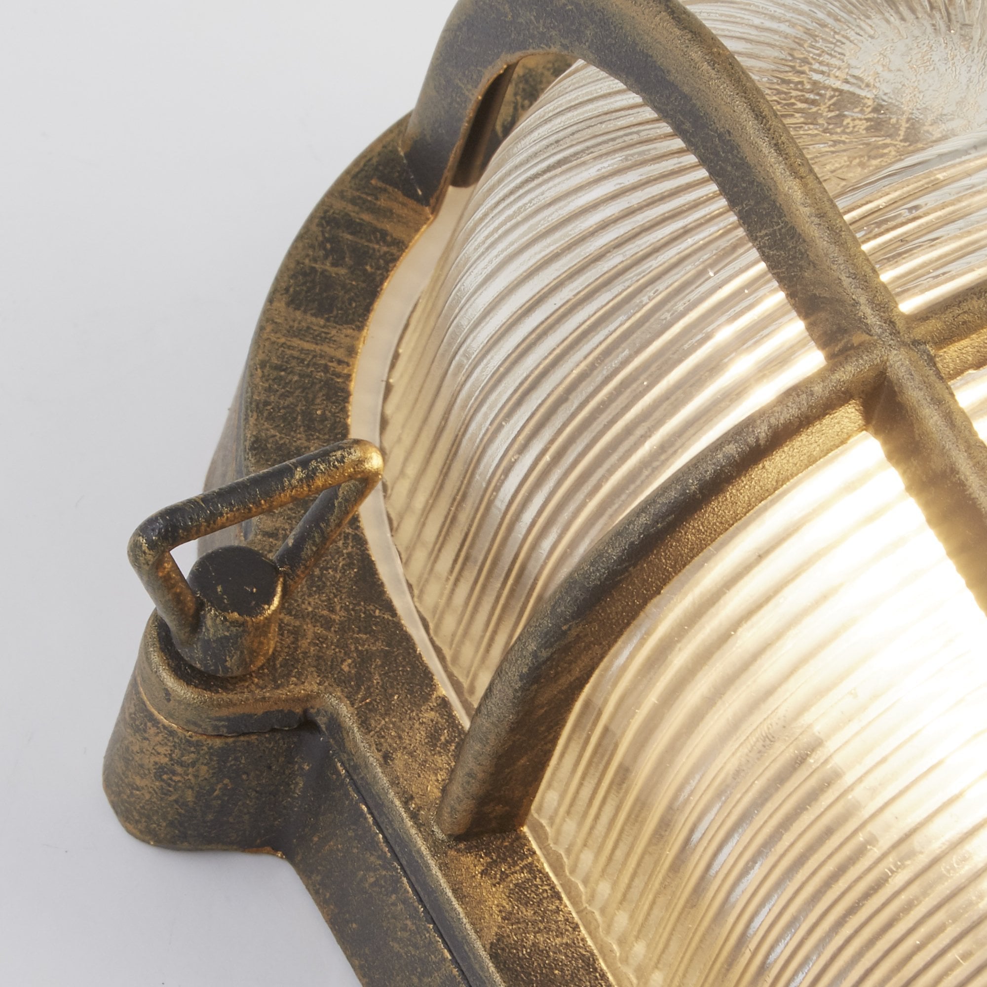 Searchlight Browside IP44 Outdoor Light - Oval - Black Gold Aluminium