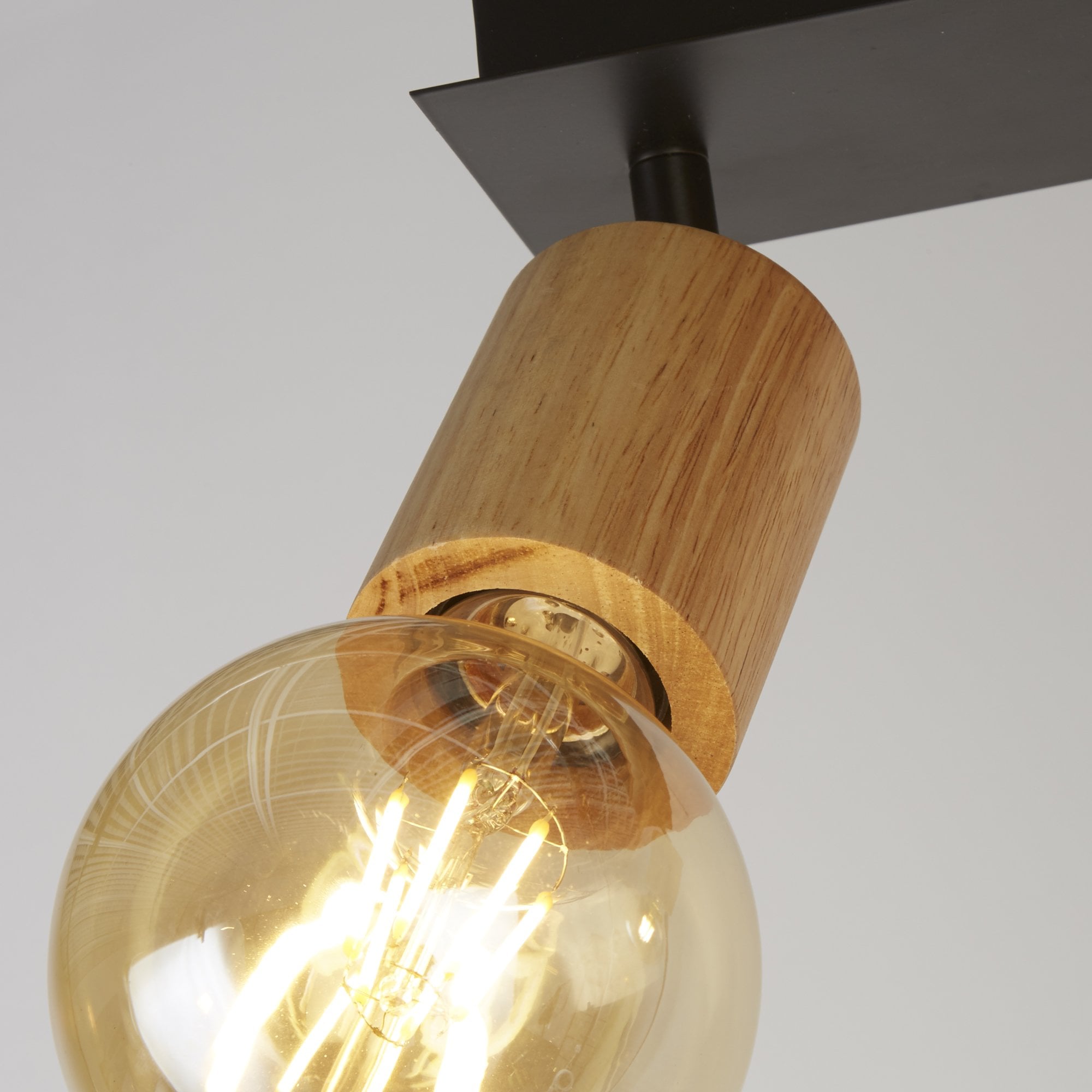 Searchlight South 2 Light Spotlight - Wood & Black Metal