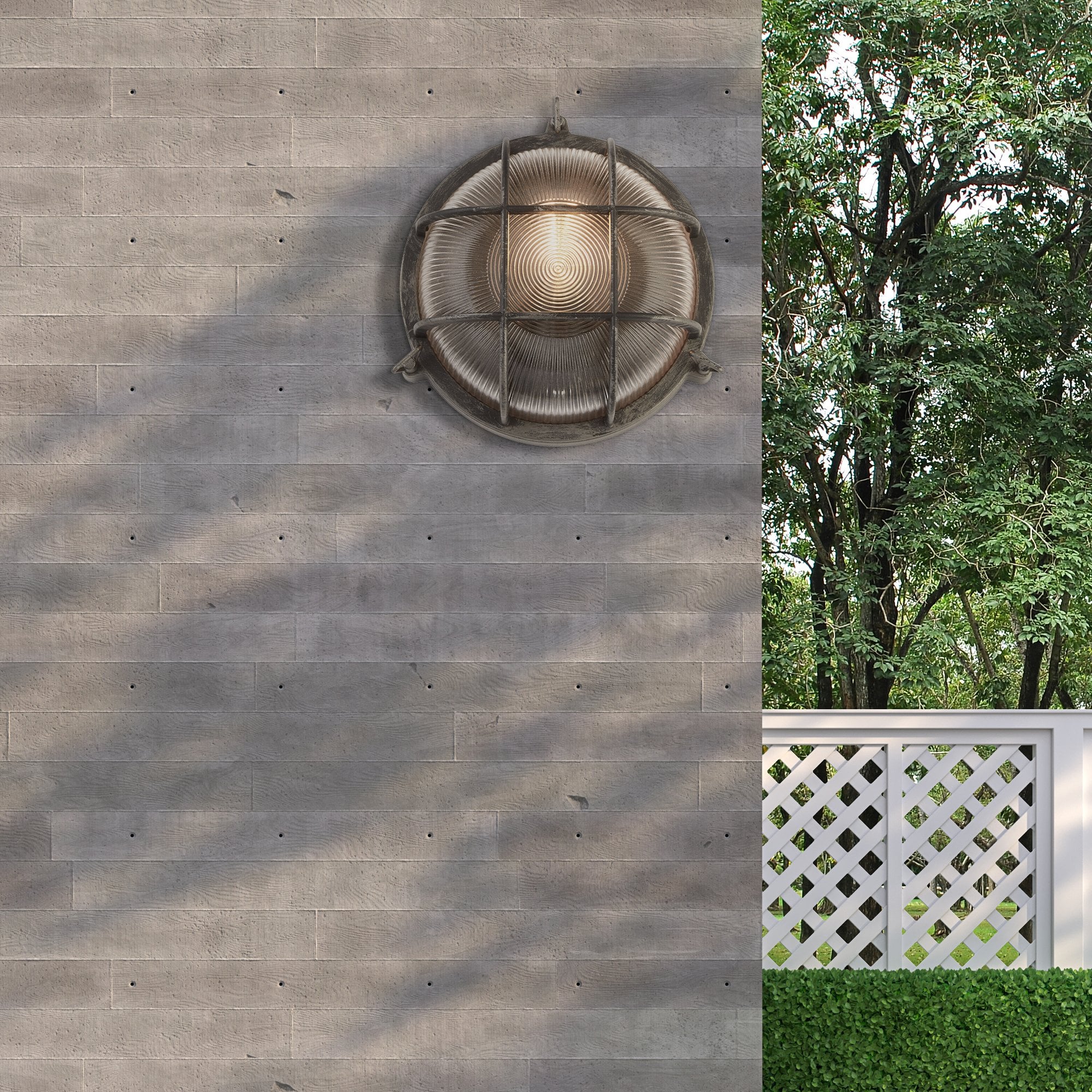 Searchlight Browside IP44 Outdoor Light - Round - Black Silver Aluminium