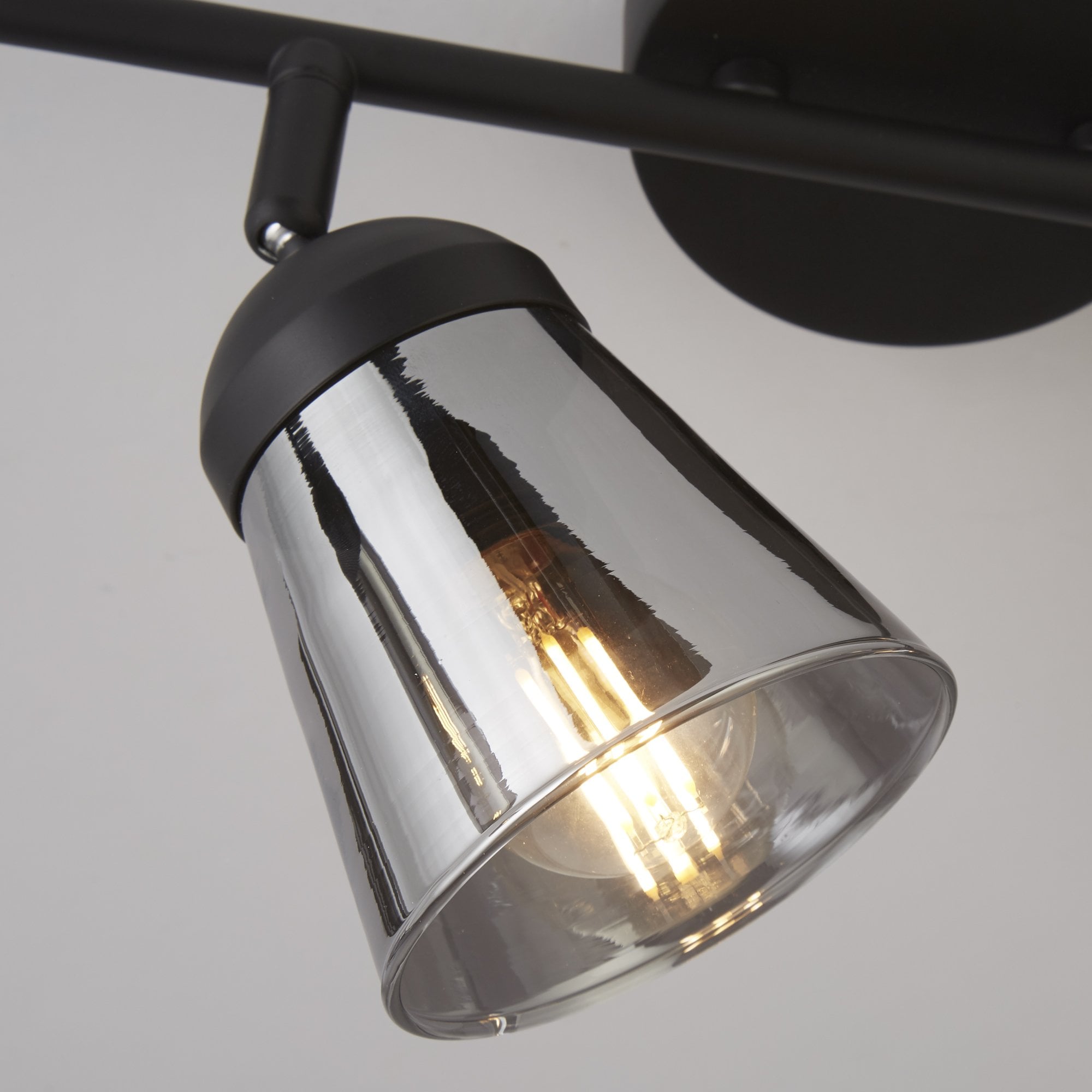 Searchlight Martin 4 Light Bar Spotlight - Black Metal With Smoked Glass