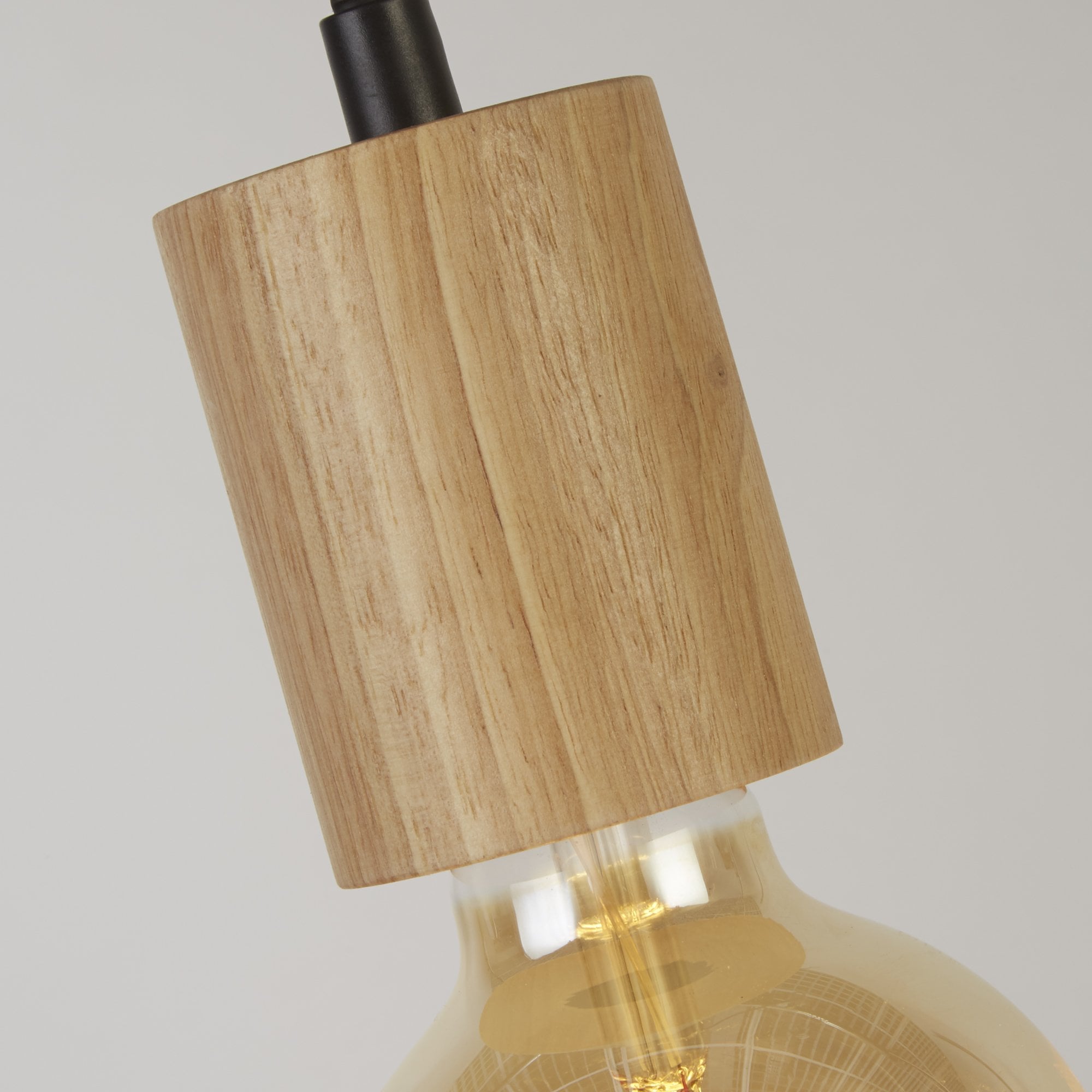Searchlight South Ceiling Pendant - Wood & Black Metal