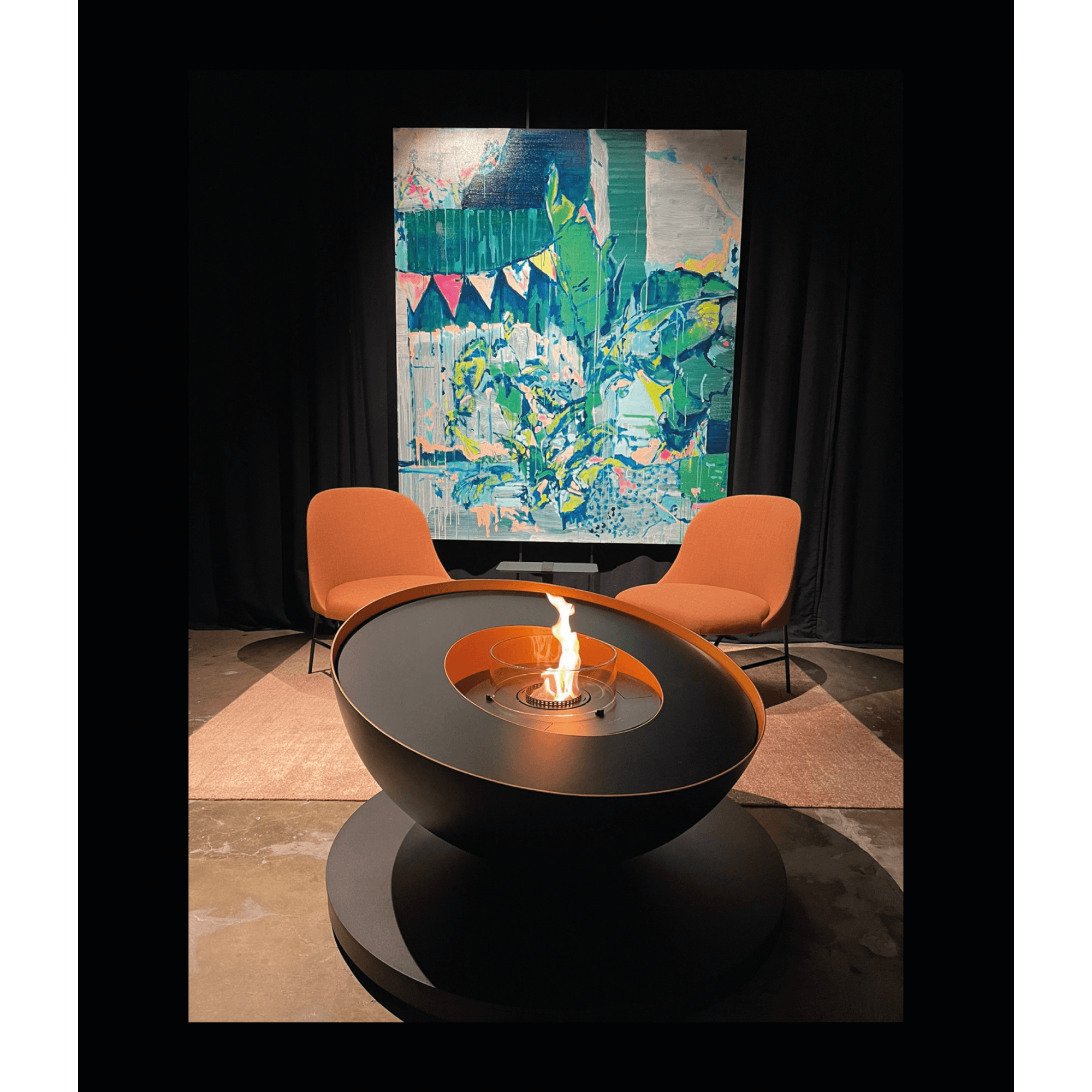 Glammfire Mileto Bioethanol Fire Pit - Black Lacquered Steel