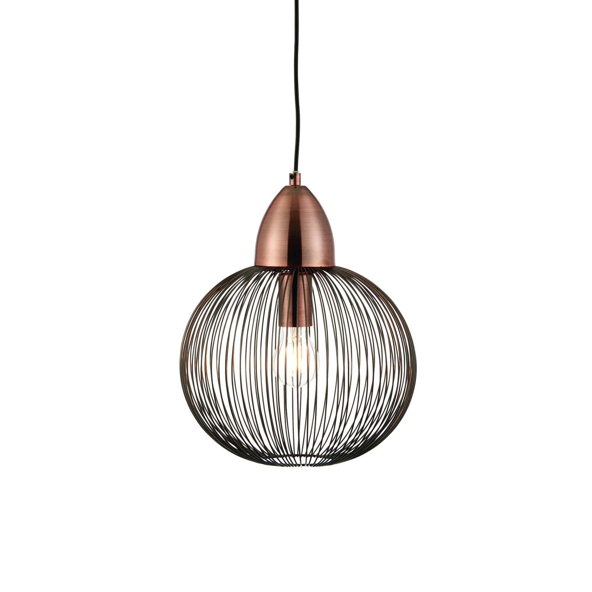 Endon Nicola Round Single Light Pendant - Antique Copper Plate