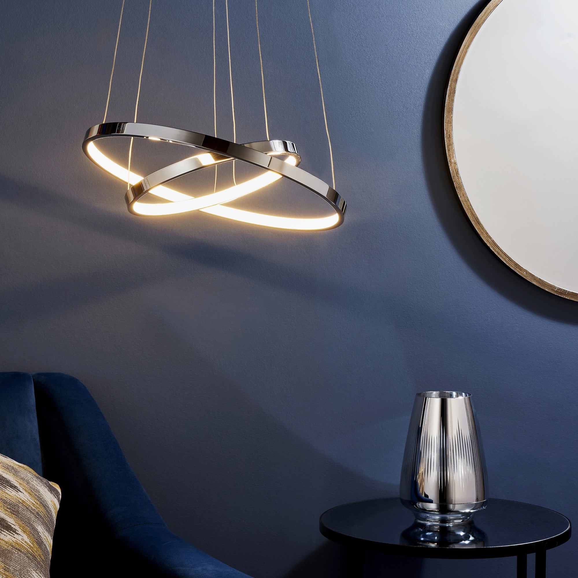 Endon Kline 2 Ring Pendant - Chrome Plate & Frosted Acrylic