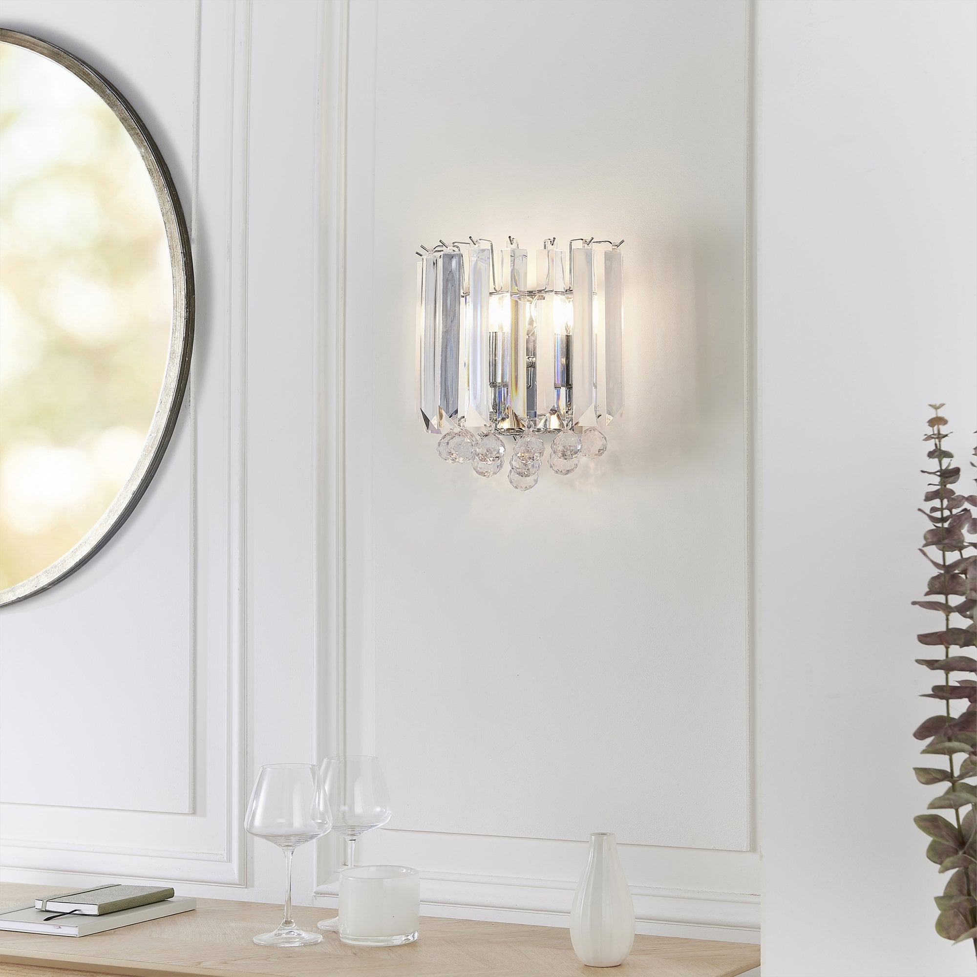 Endon Fargo 2 Light Wall Light - Chrome Plate & Clear Acrylic