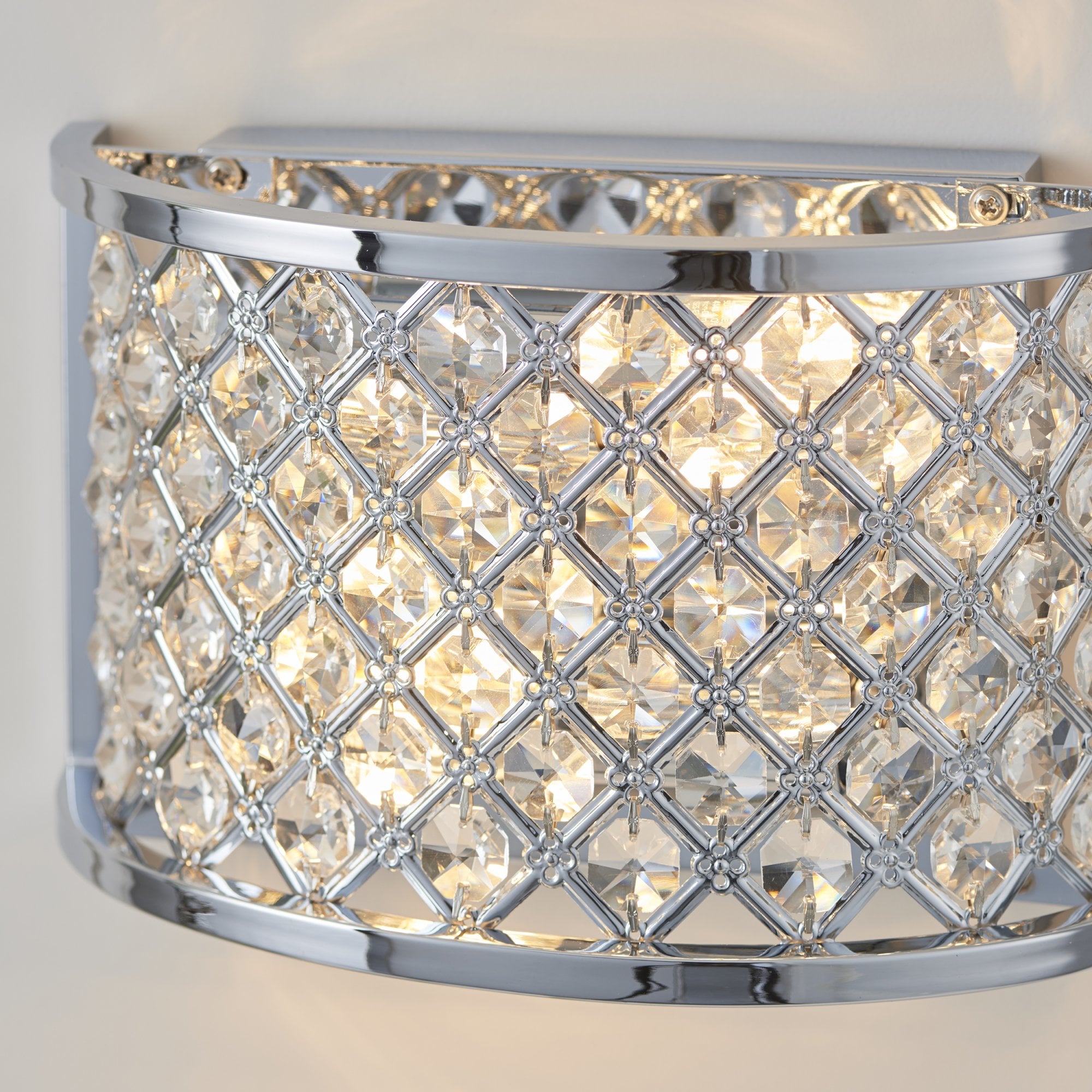 Endon Hudson 2 Light Wall Light  - Chrome Plate & Clear Crystal