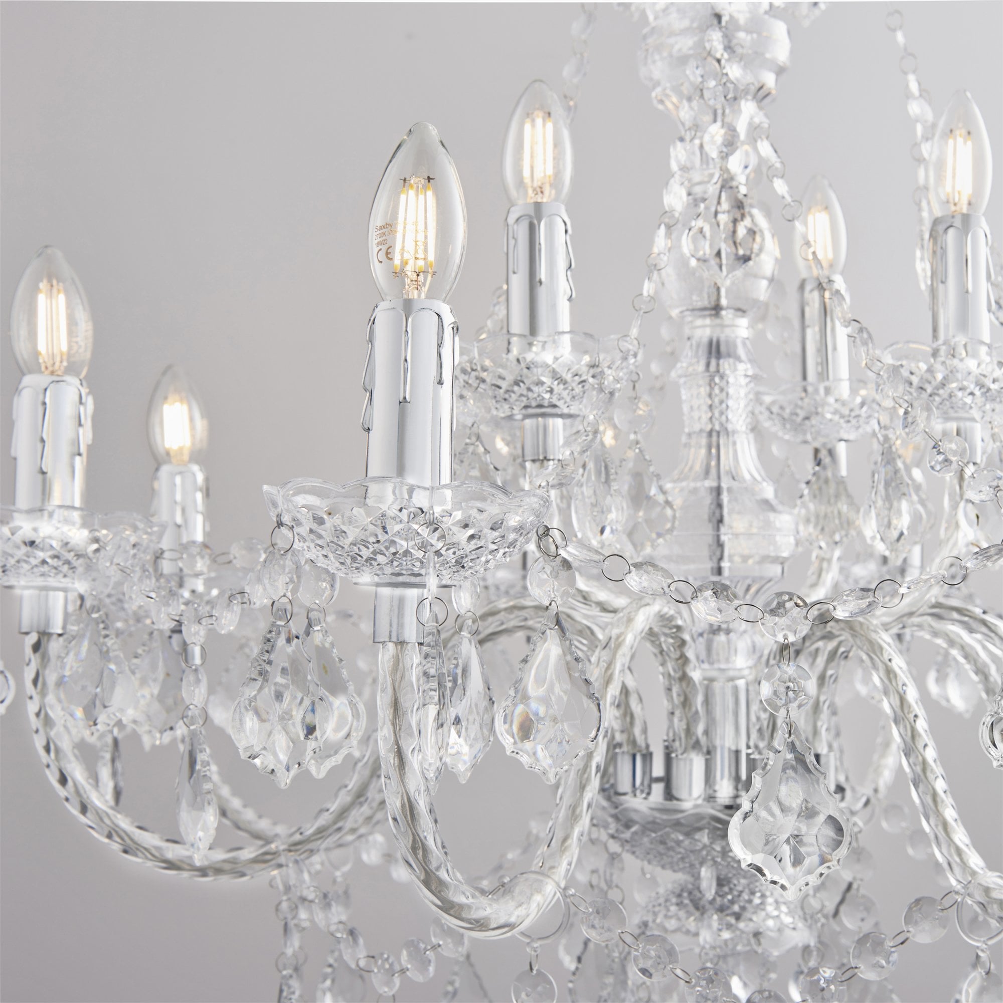 Endon Clarence 12 Light Pendant - Clear Acrylic & Chrome Plate