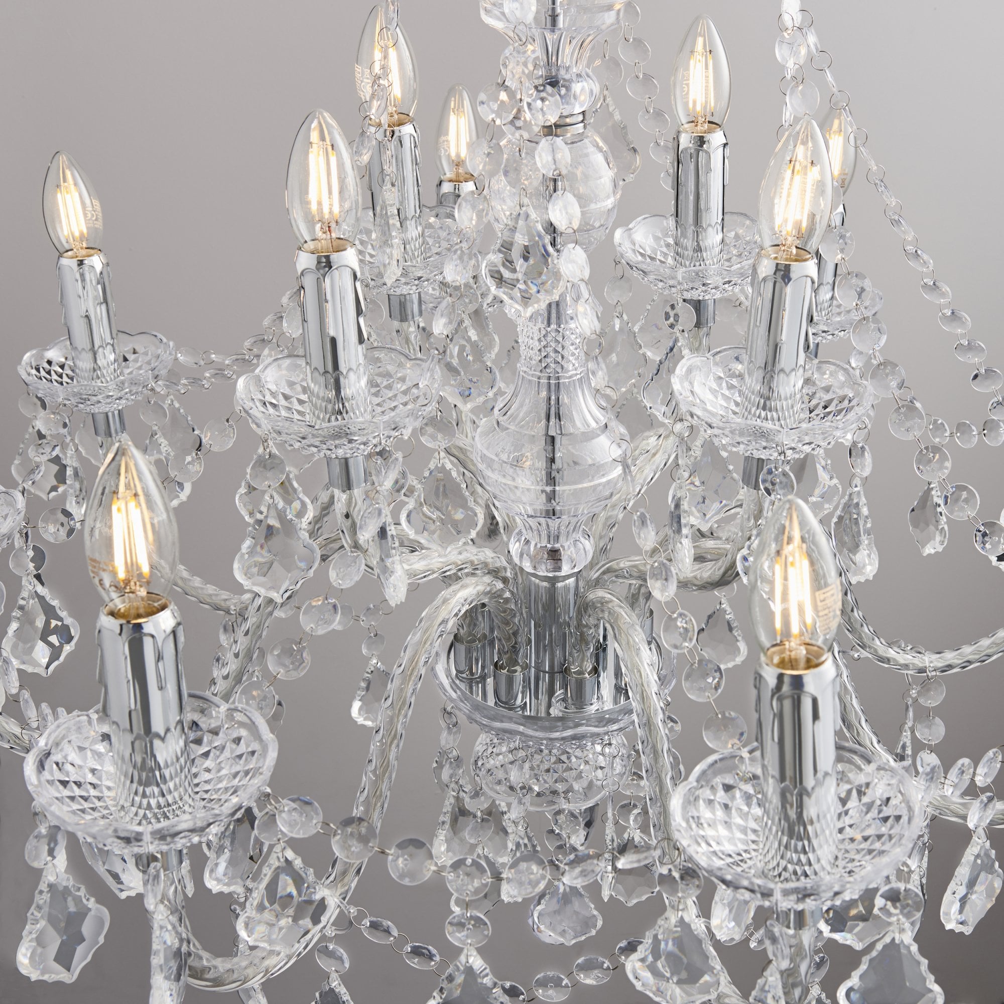 Endon Clarence 12 Light Pendant - Clear Acrylic & Chrome Plate