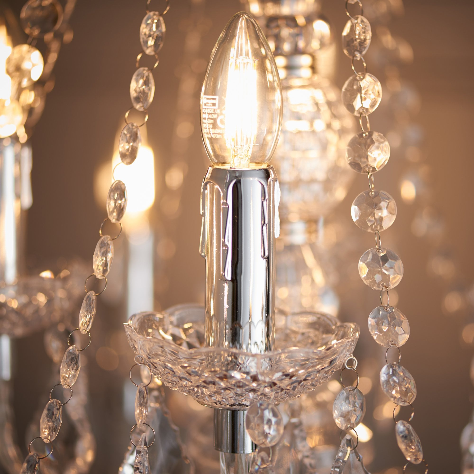 Endon Clarence 12 Light Pendant - Clear Acrylic & Chrome Plate