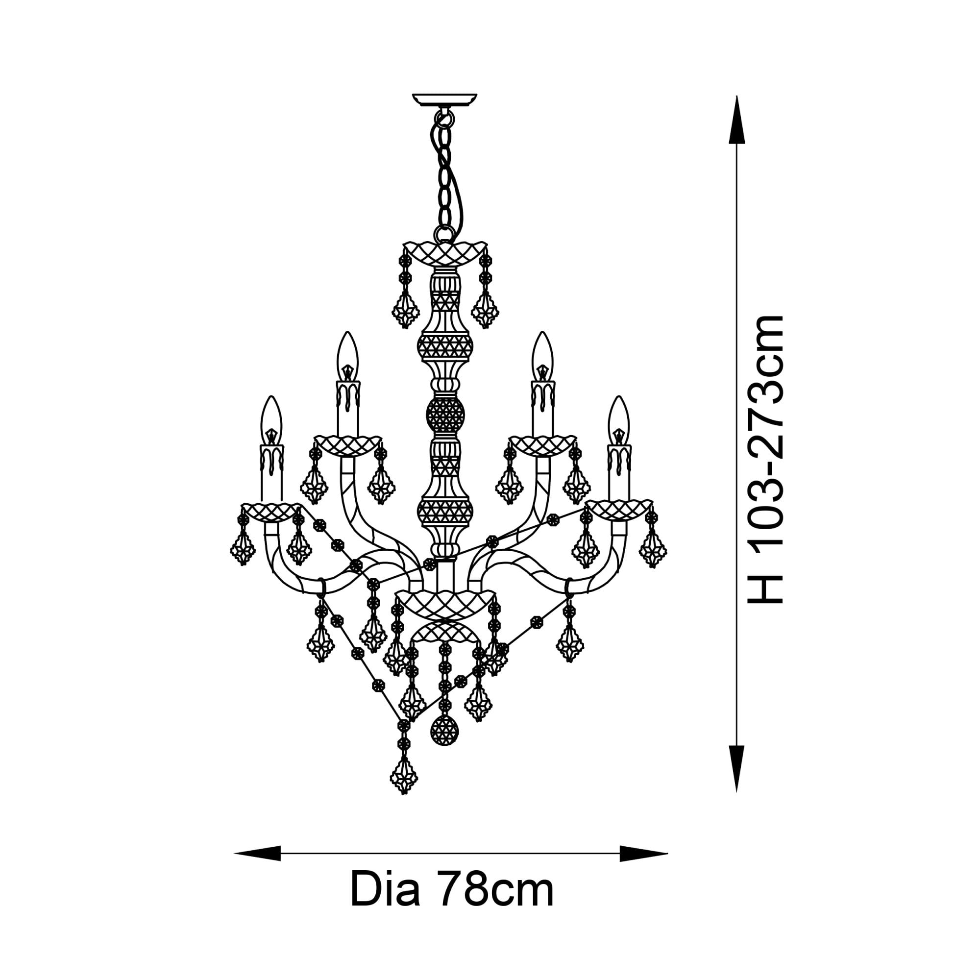Endon Clarence 12 Light Pendant - Clear Acrylic & Chrome Plate