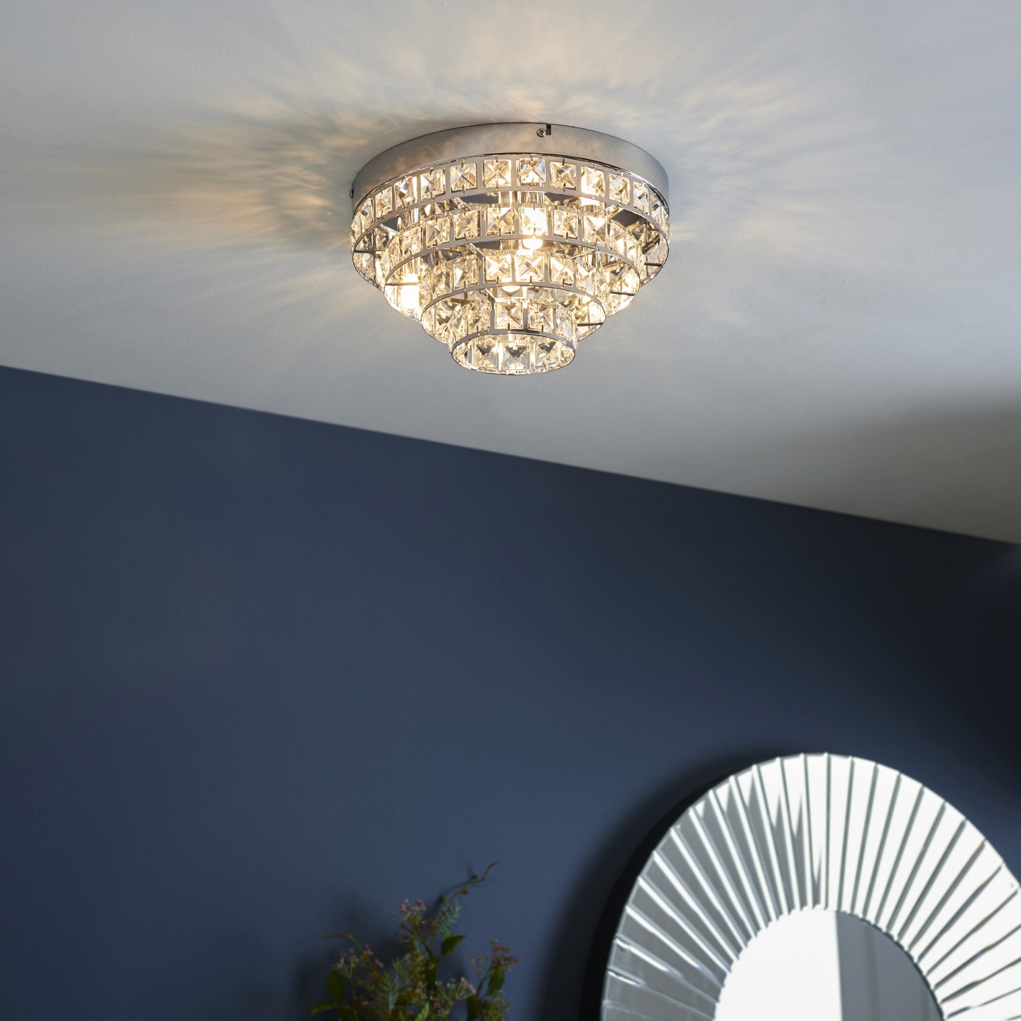 Endon Motown 4 Light Flush Fitting - Chrome Plate & Clear Crystal