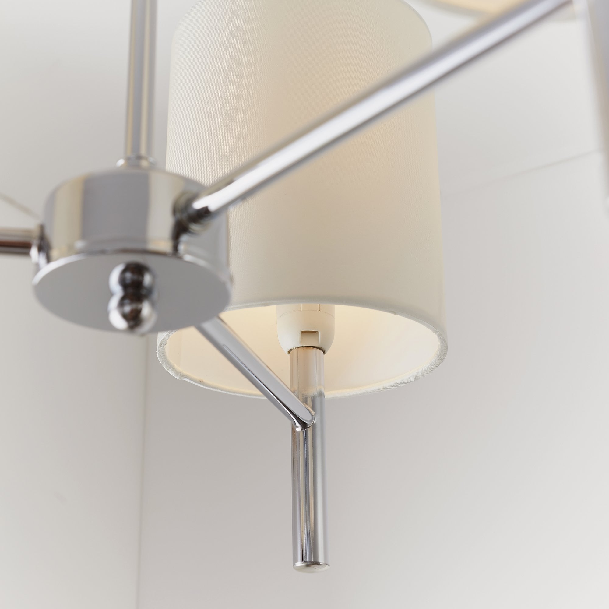 Endon Brio 3 Light Semi Flush Fitting - Chrome Plate & Vintage White Fabric