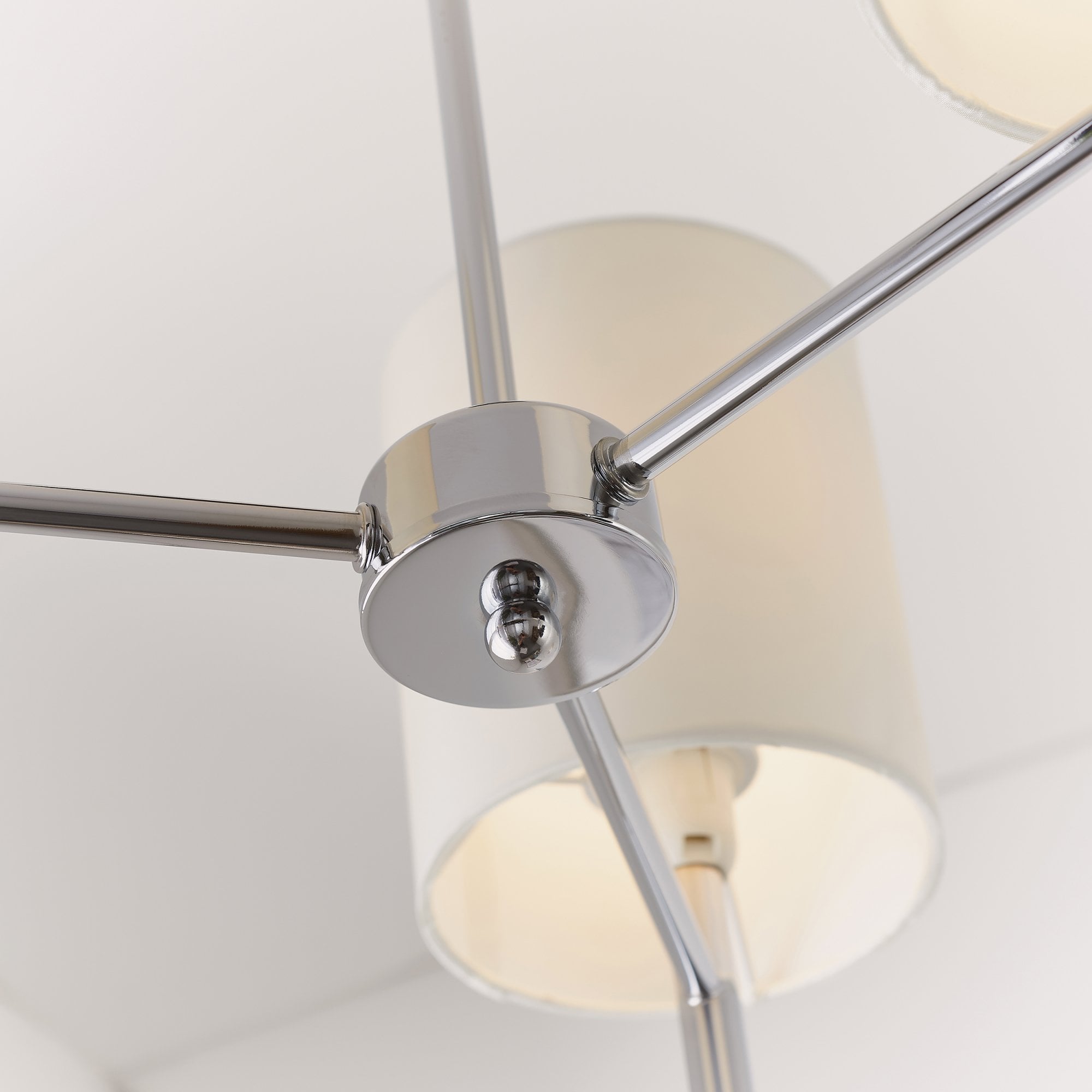 Endon Brio 3 Light Semi Flush Fitting - Chrome Plate & Vintage White Fabric