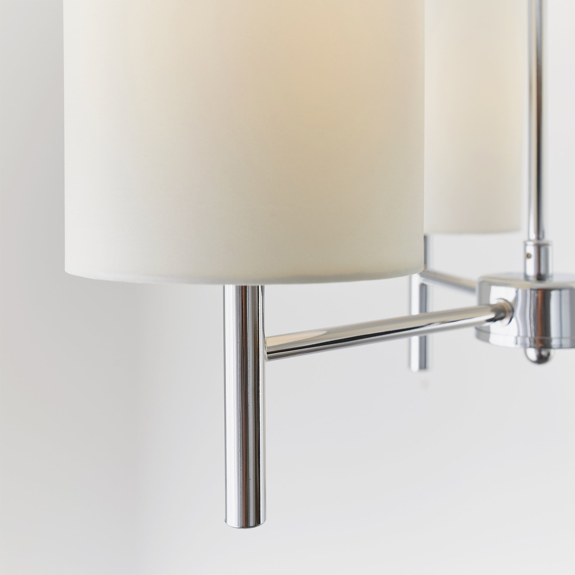 Endon Brio 3 Light Semi Flush Fitting - Chrome Plate & Vintage White Fabric