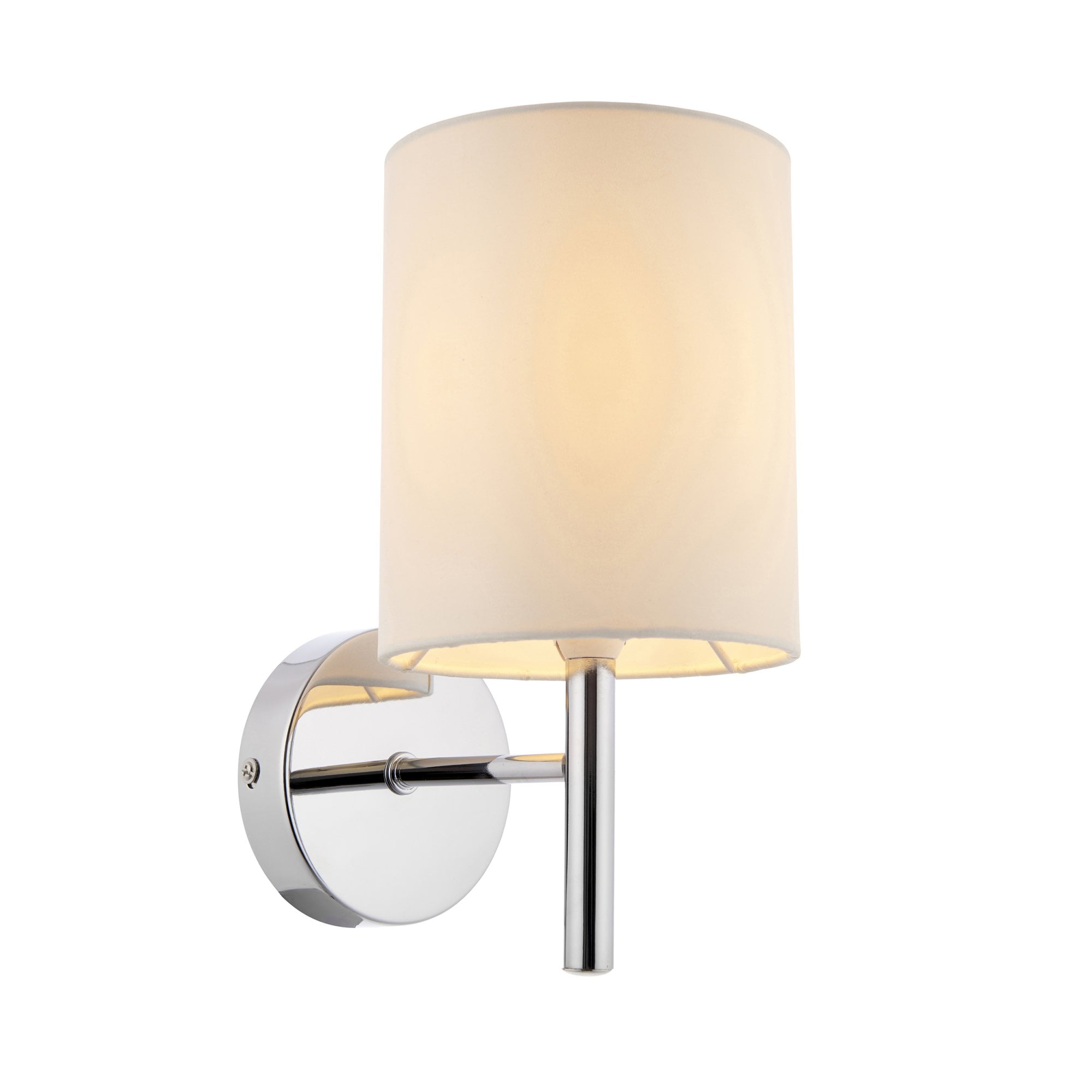 Endon Brio Single Light Wall Light - Chrome Plate & Vintage White Fabric