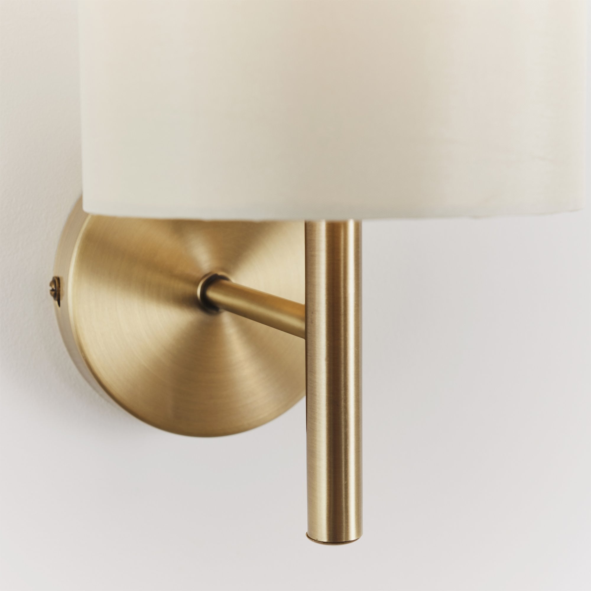 Endon Brio Single Light Wall Light - Antique Brass Plate & Cream Fabric