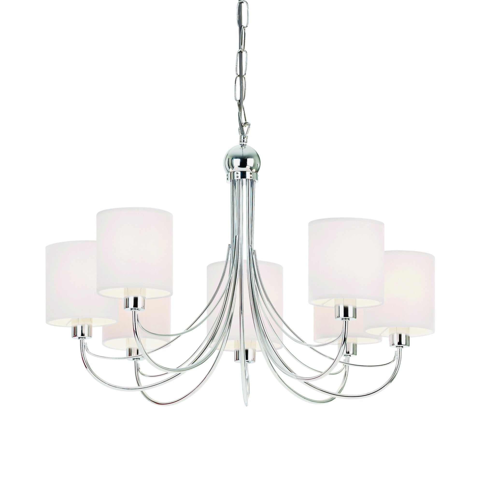 Endon Phantom 7 Light Pendant - Chrome Plate & White Acrylic