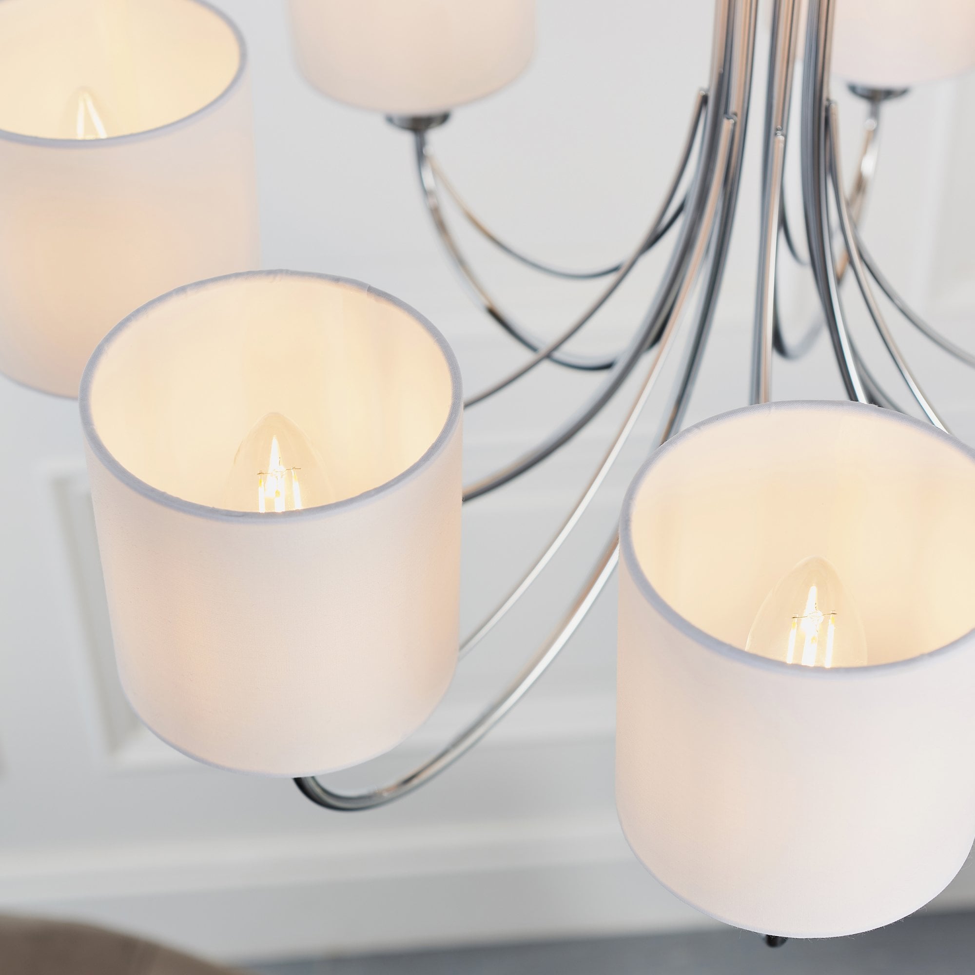 Endon Phantom 7 Light Pendant - Chrome Plate & White Acrylic