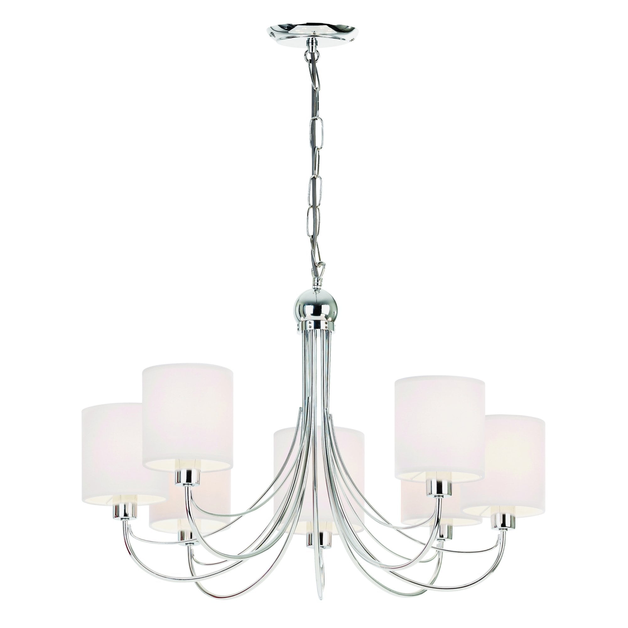 Endon Phantom 7 Light Pendant - Chrome Plate & White Acrylic