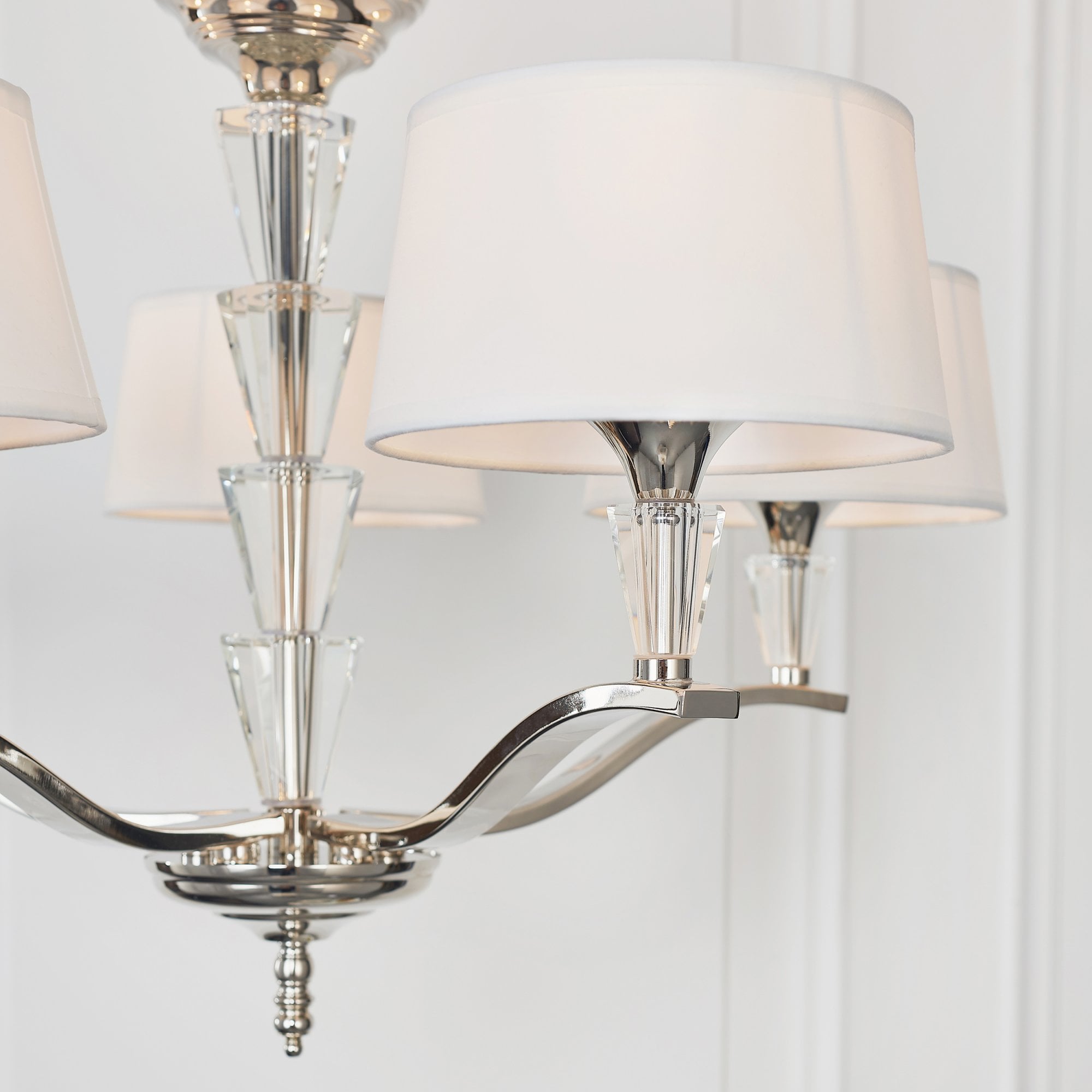 Endon Fiennes 5 Light Pendant - Chrome Plate & Vintage White Fabric