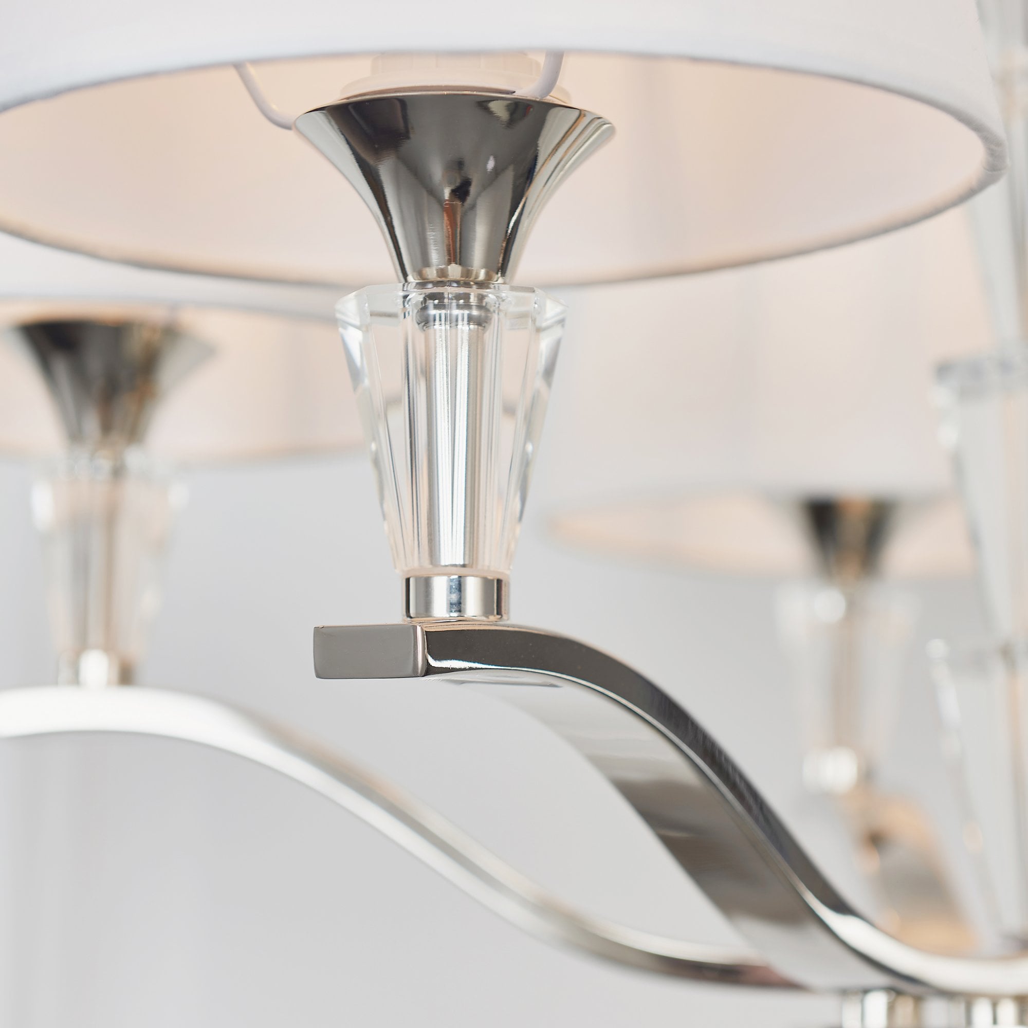Endon Fiennes 5 Light Pendant - Chrome Plate & Vintage White Fabric