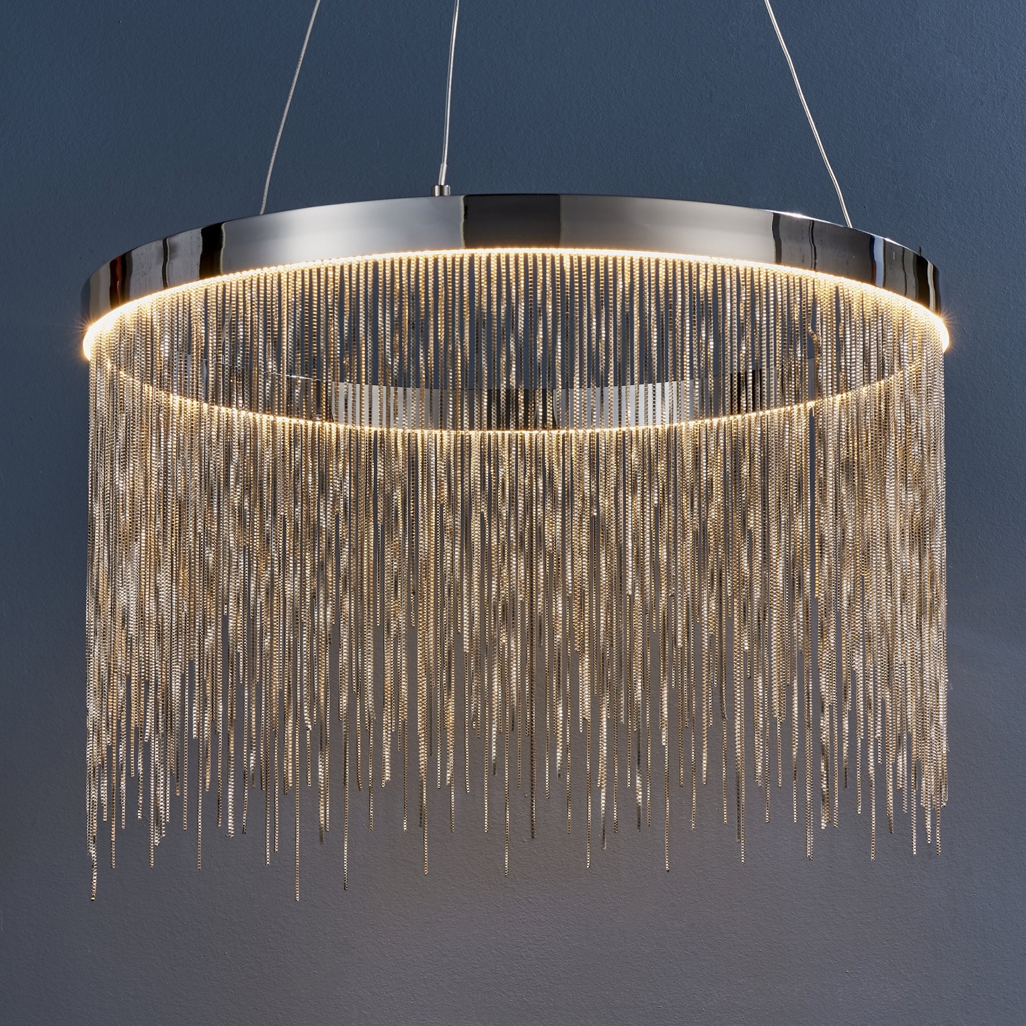 Endon Zelma Single Light Pendant - Chrome Plate & Silver Effect Chain