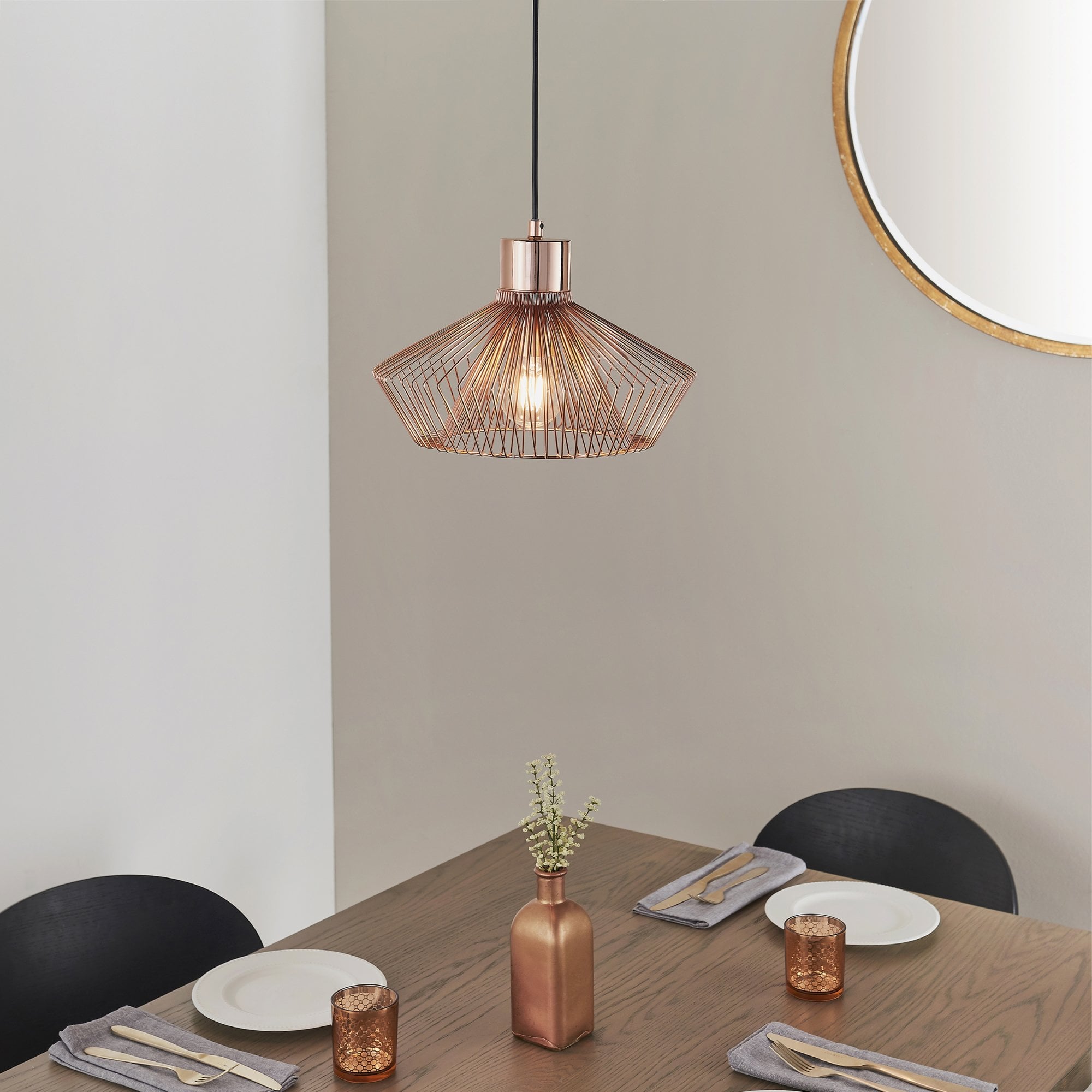 Endon Kimberley Single Light Pendant - Copper Plate