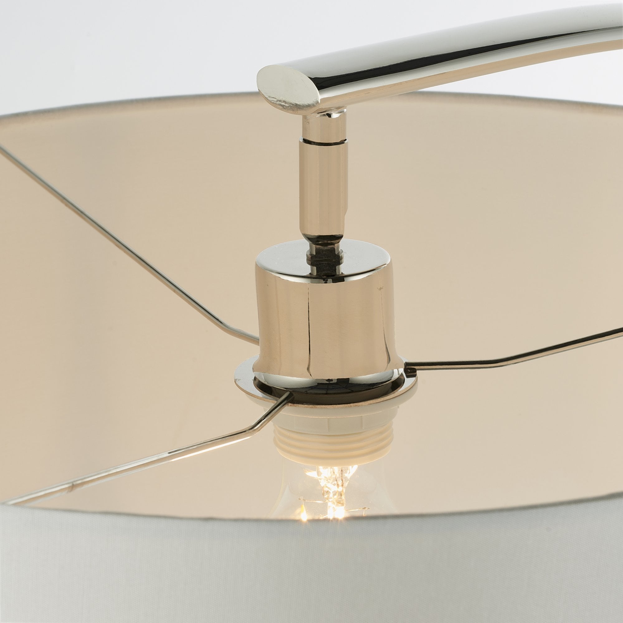 Endon Josephine Single Light Floor Lamp - Bright Nickel Plate & Vintage White Fabric