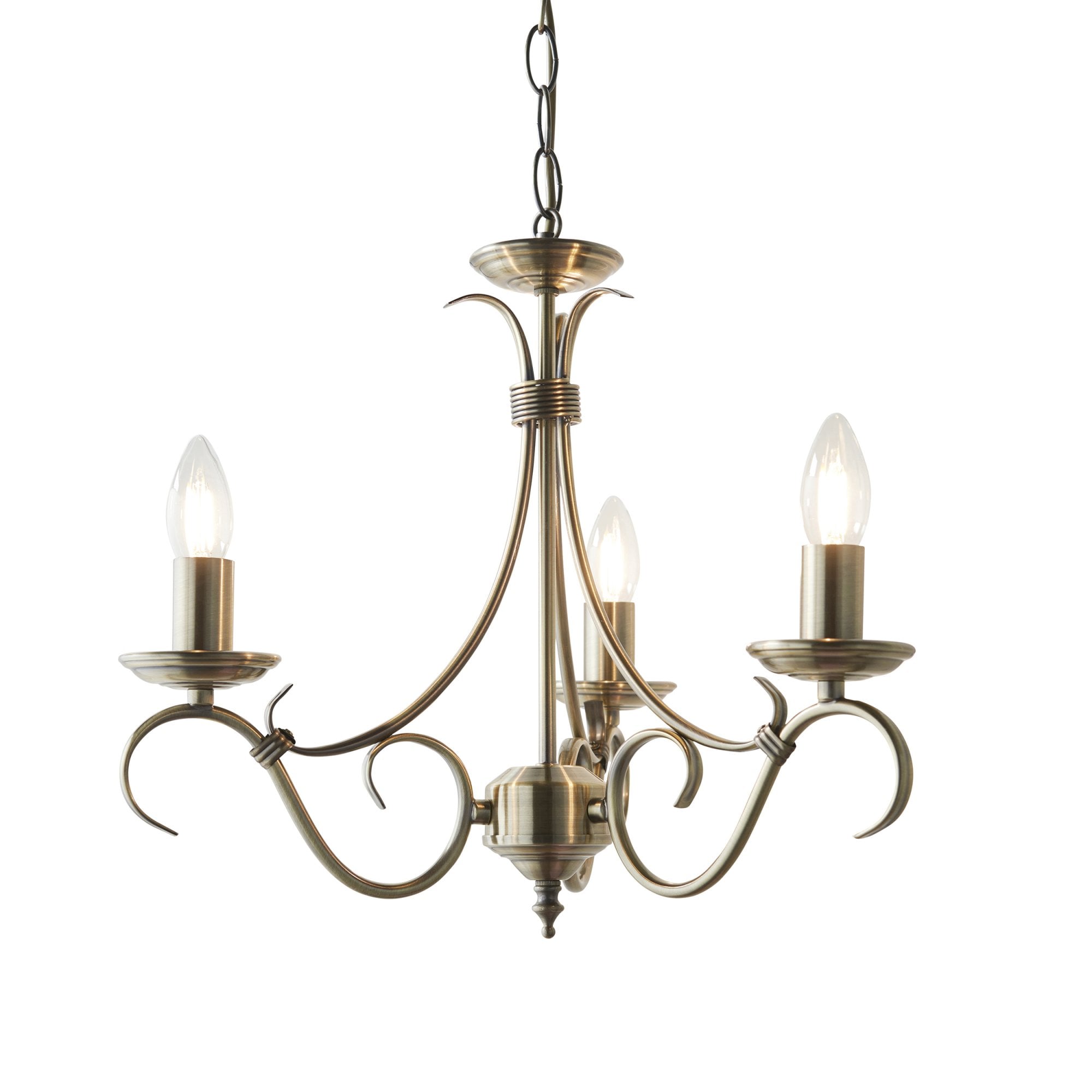 Endon Bernice 3 Light Pendant - Antique Brass Plate