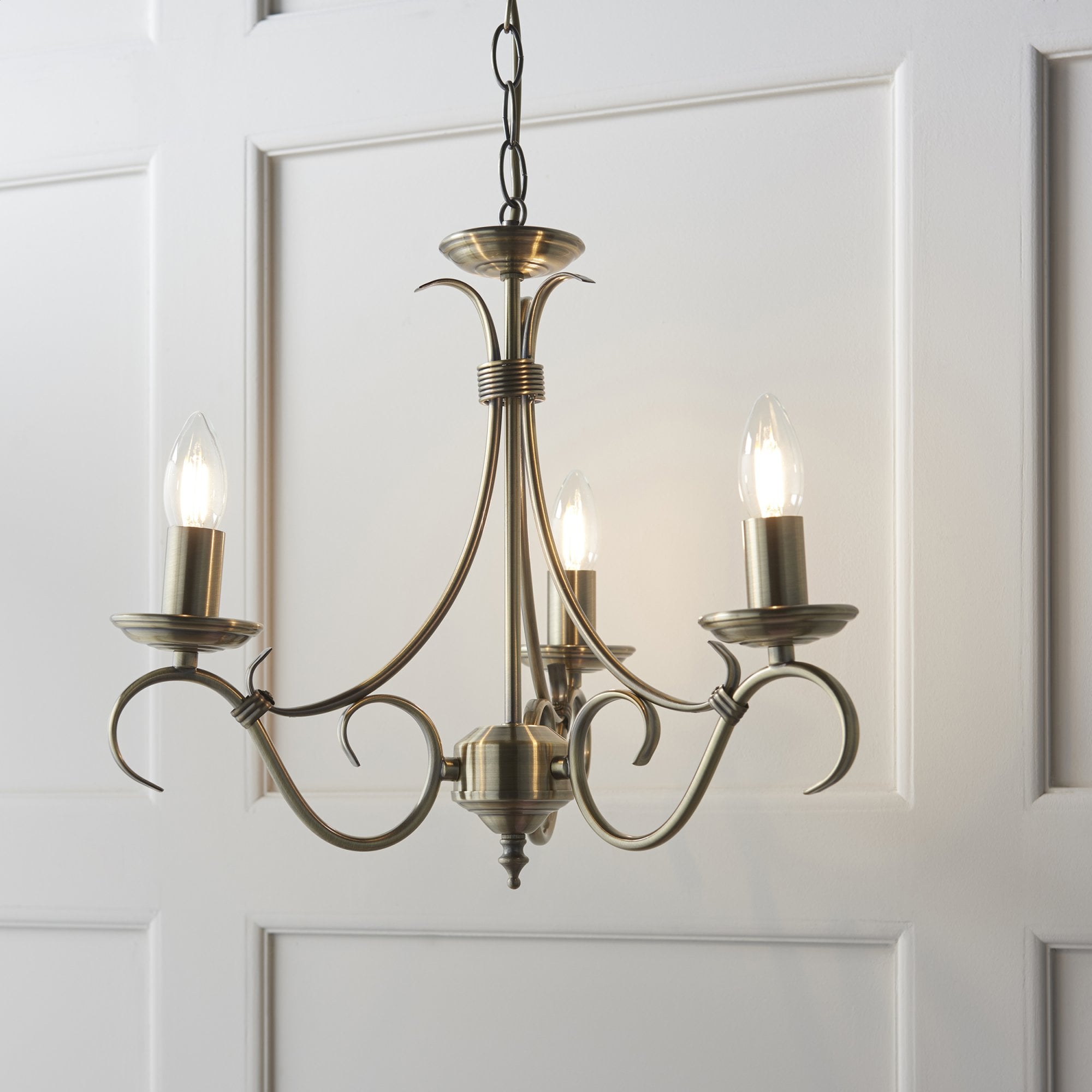 Endon Bernice 3 Light Pendant - Antique Brass Plate