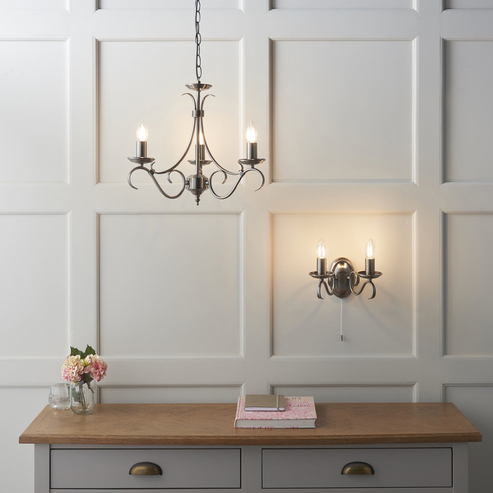 Endon Bernice 3 Light Pendant - Antique Brass Plate