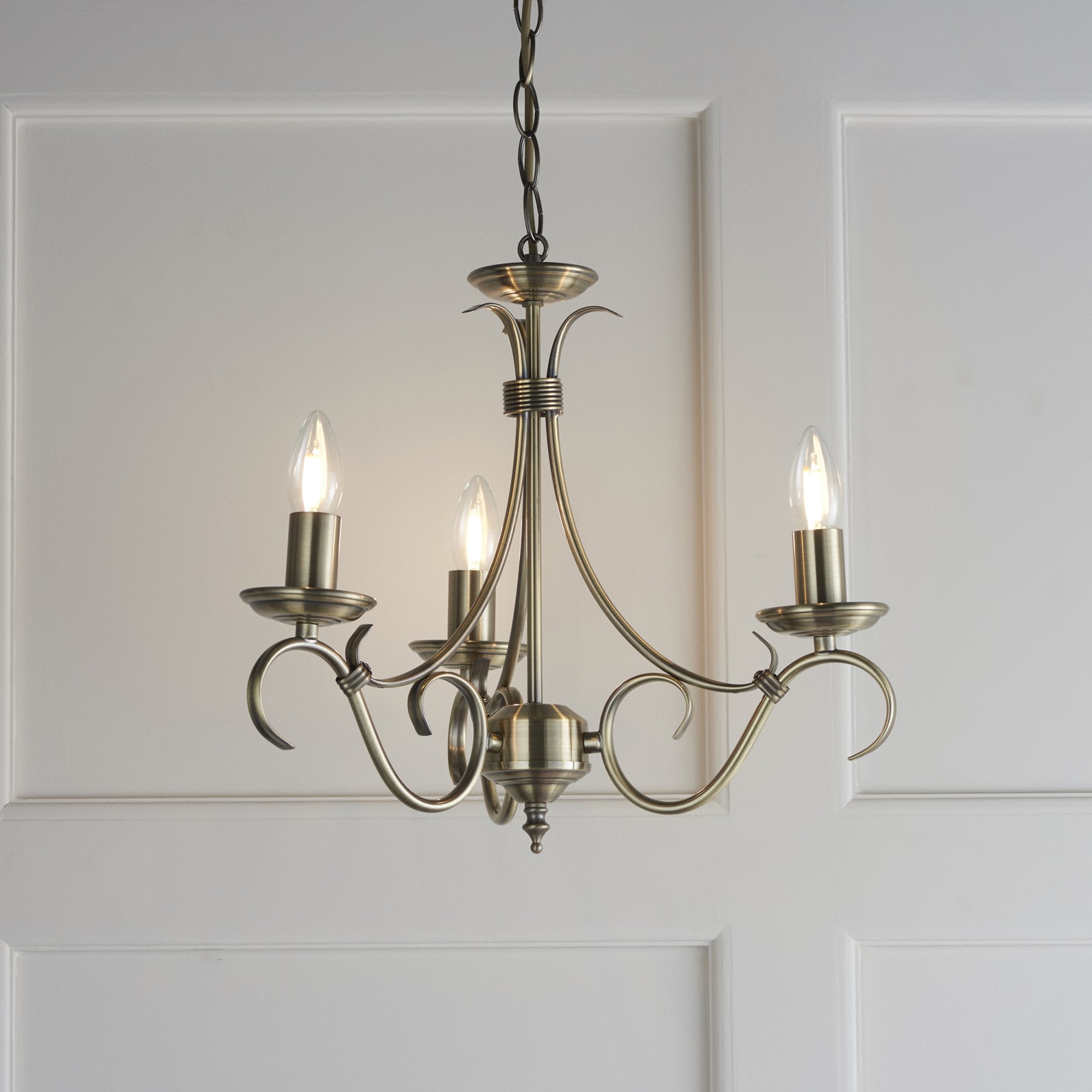 Endon Bernice 3 Light Pendant - Antique Brass Plate