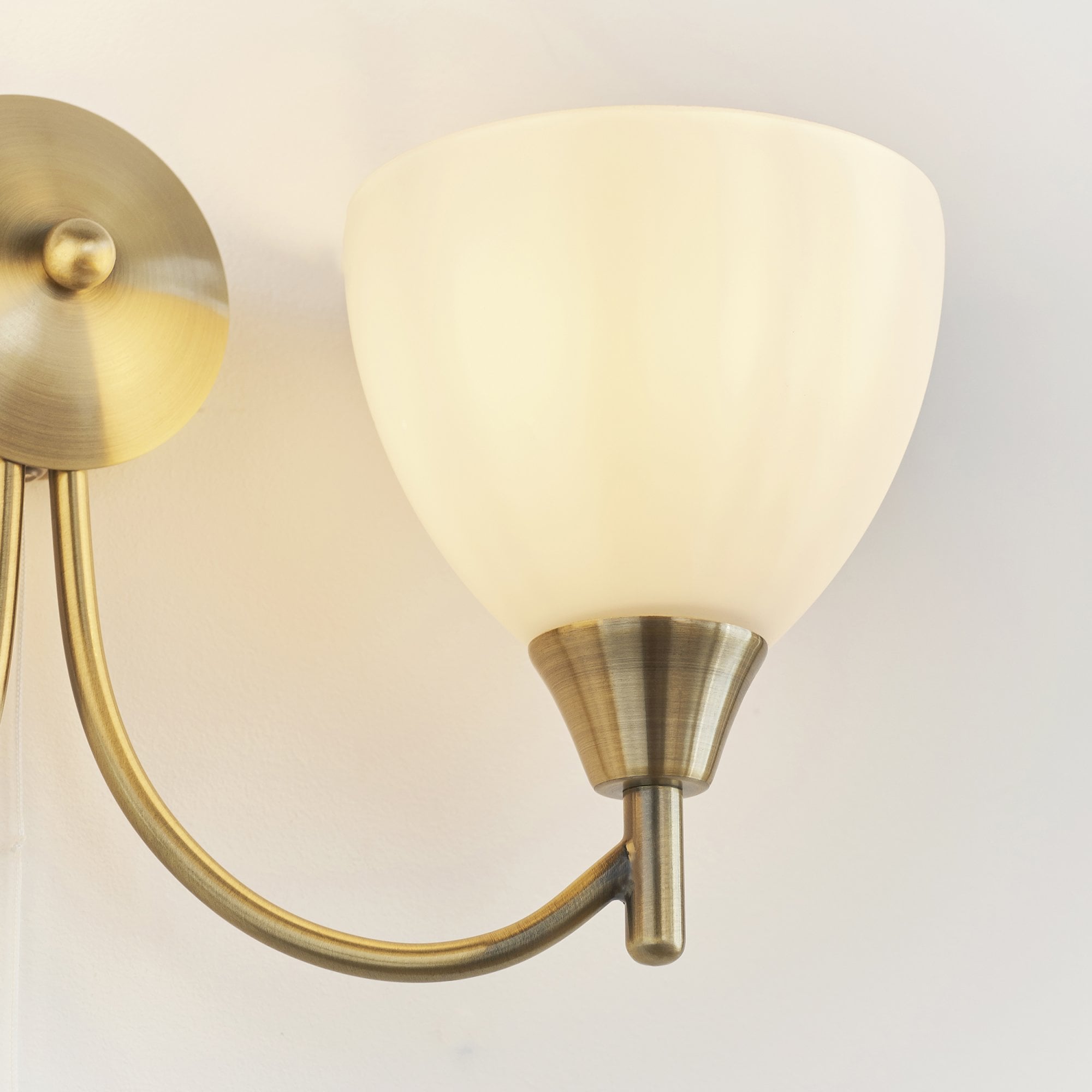 Endon Alton 2 Light Wall Light - Antique Brass Plate & Matt Opal Glass