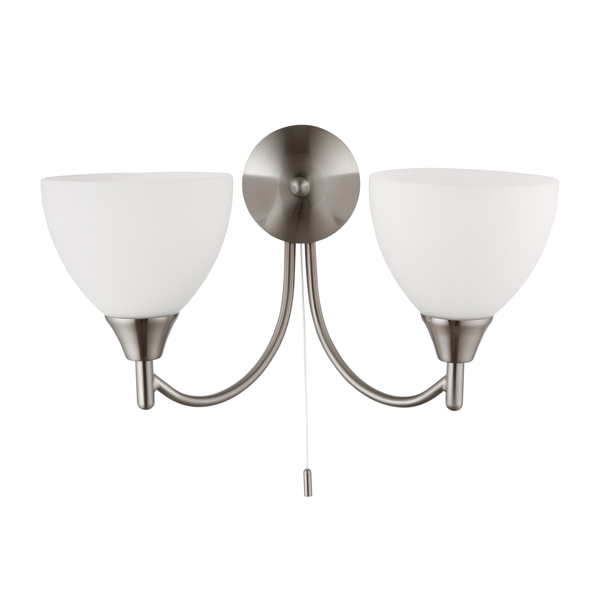 Endon Alton 2 Light Wall Light - Satin Chrome Plate & Matt Opal Glass