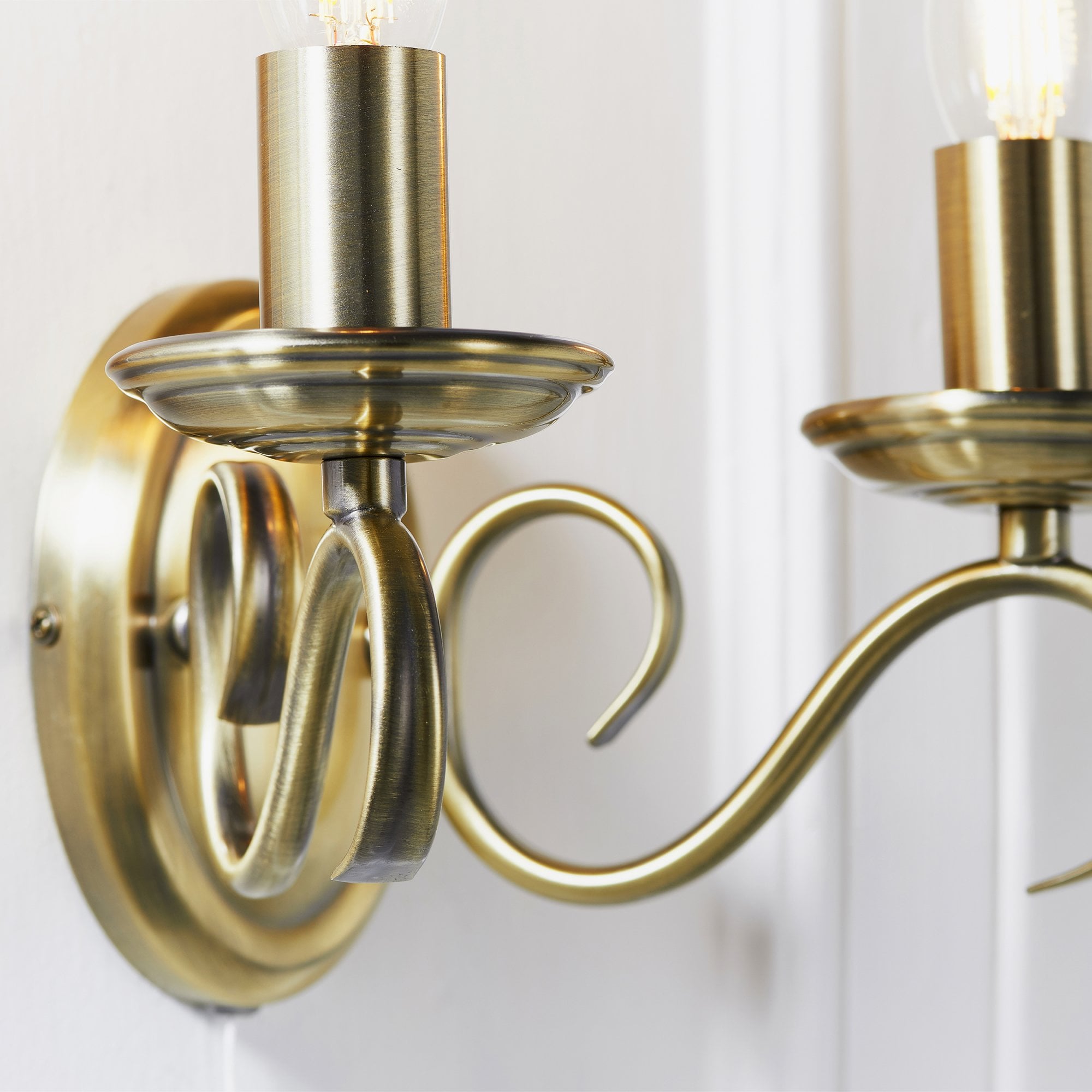 Endon Bernice 2 Light Wall Light - Antique Brass Plate