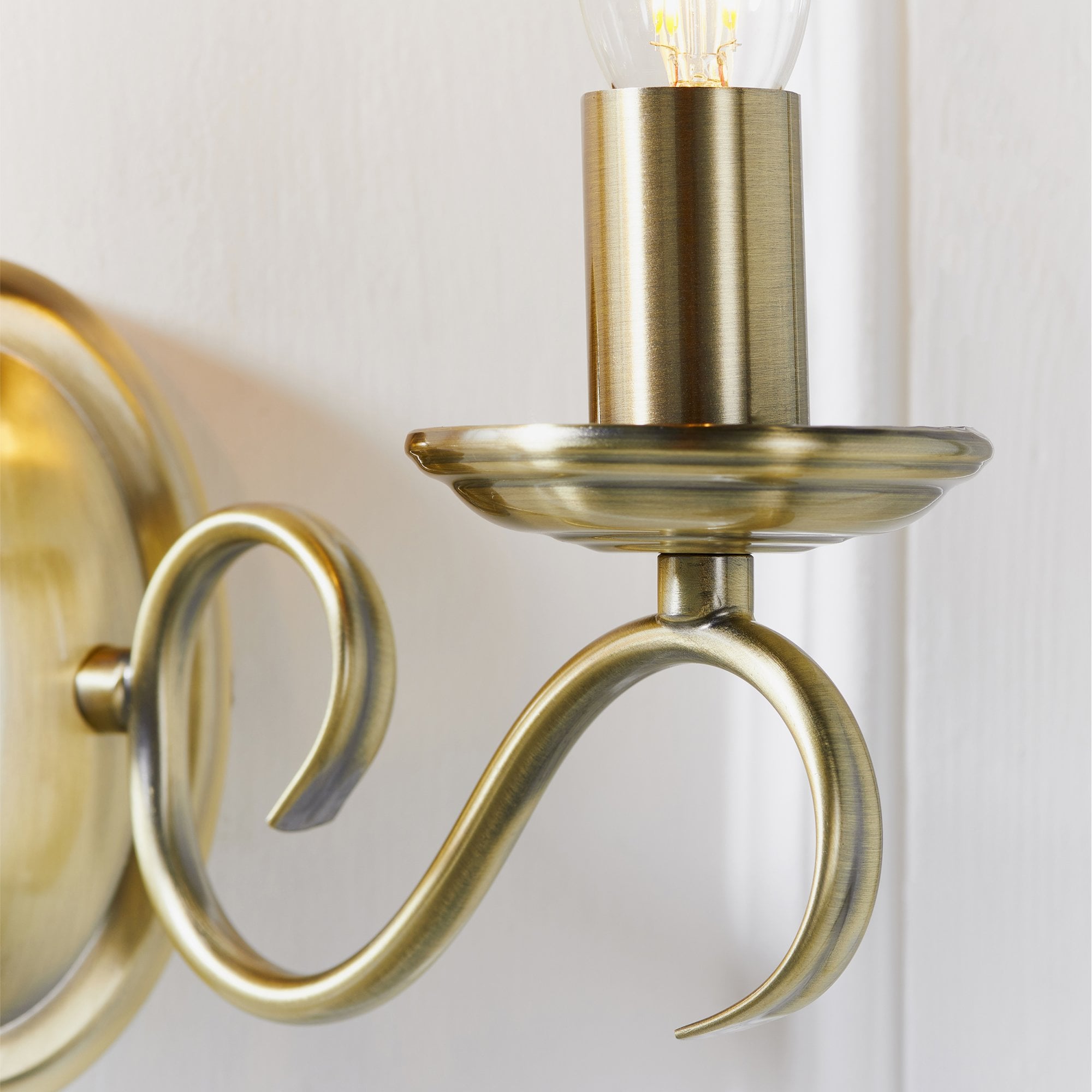 Endon Bernice 2 Light Wall Light - Antique Brass Plate