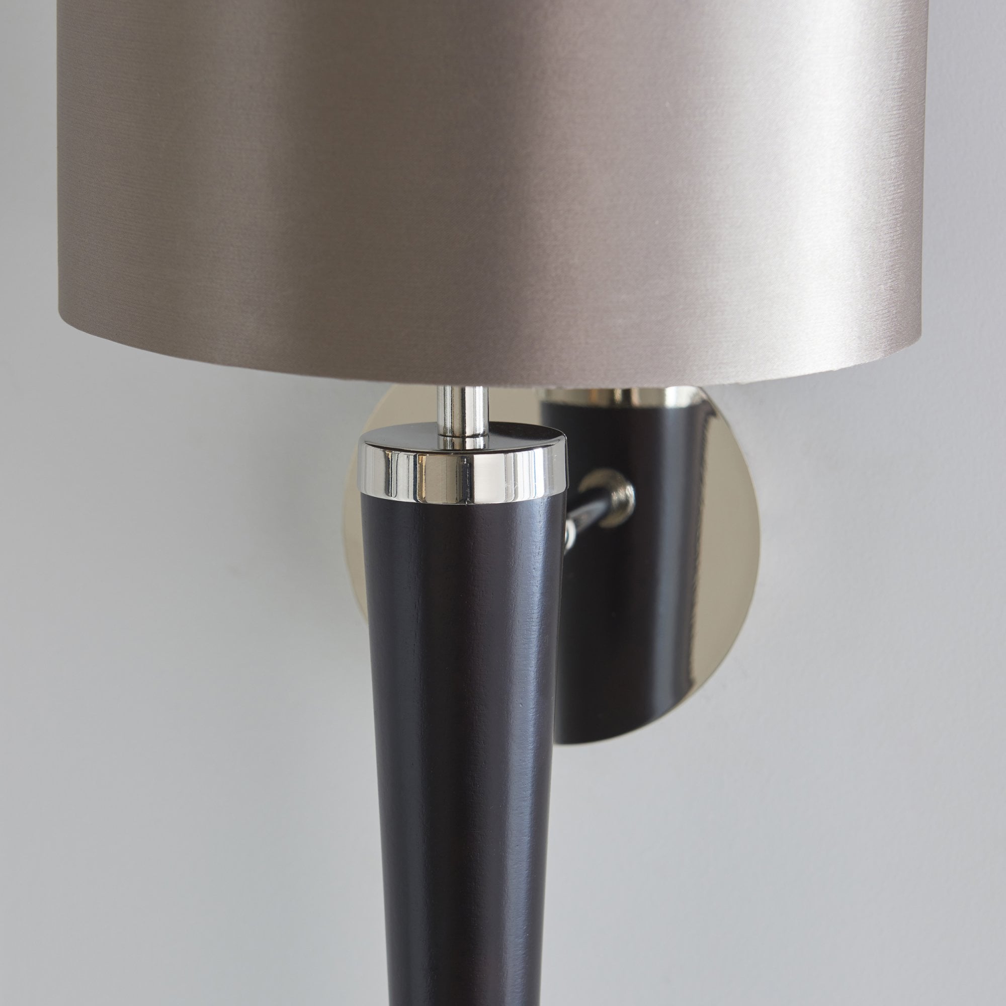 Endon Corvina Single Light Wall Light - Dark Wood & Mink Fabric