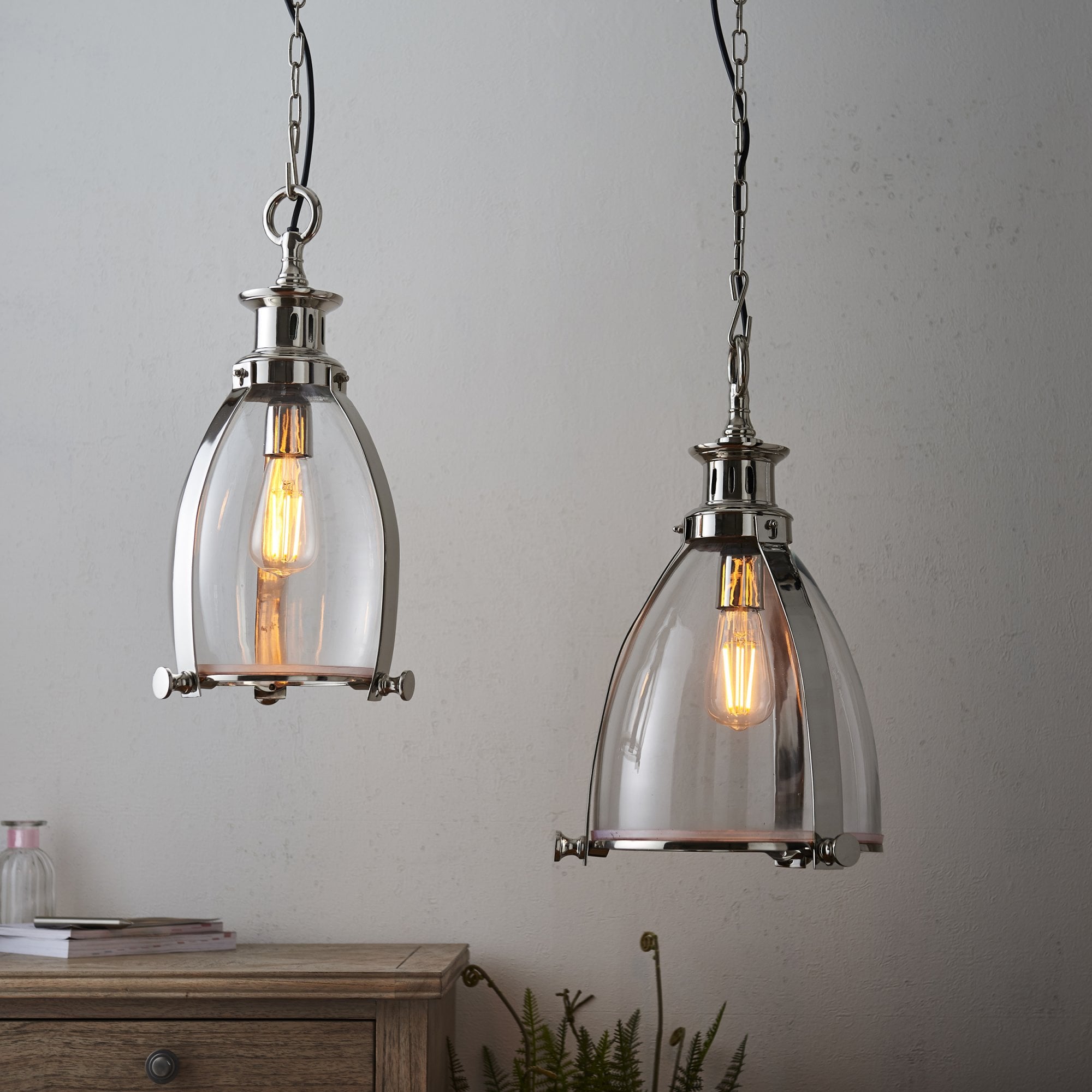 Endon Storni 285Mm Pendant - Polished Nickel & Clear Glass