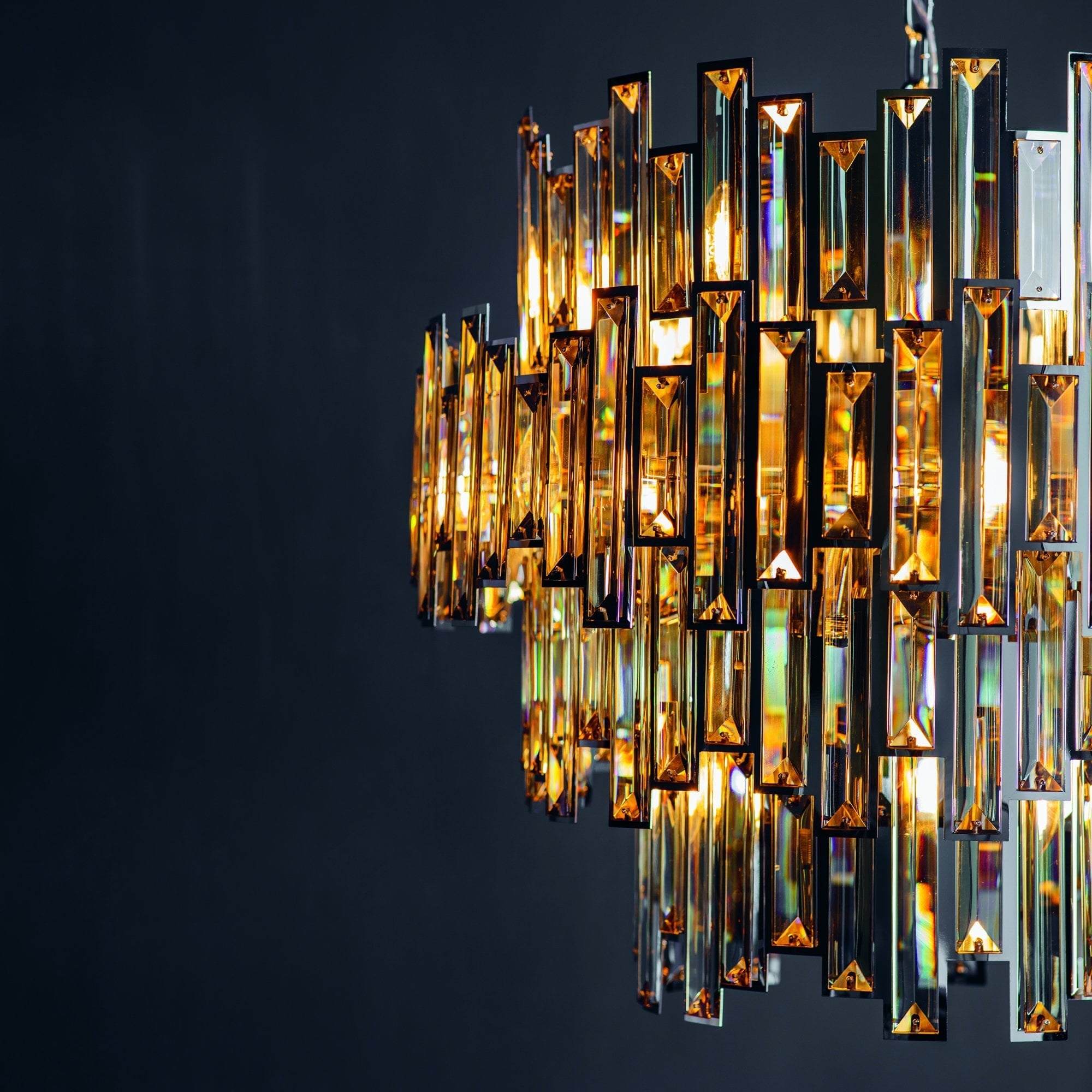 Endon Viviana 15 Light Pendant - Chrome Plate & Champagne Crystal