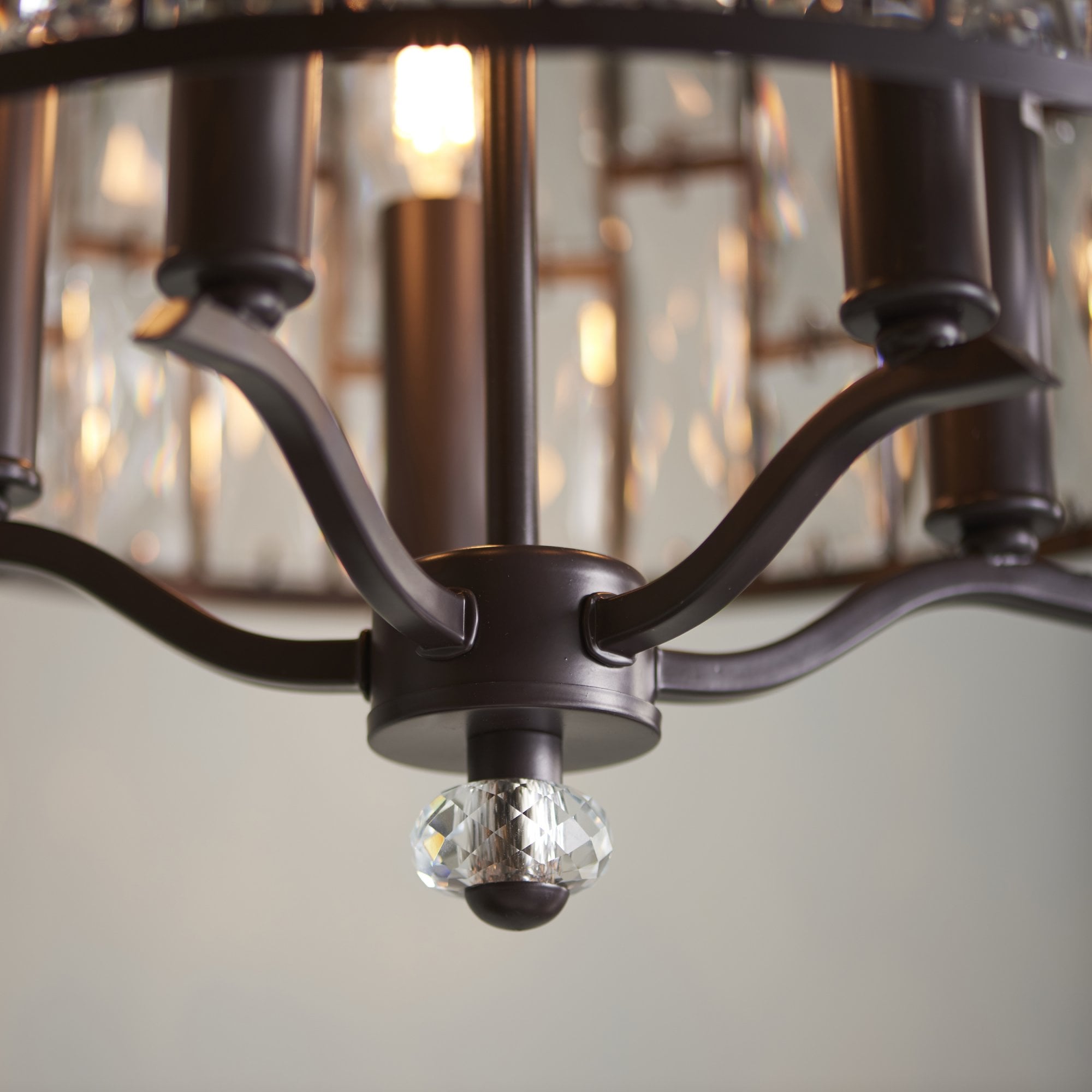 Endon Belle 5 Light Pendant - Dark Bronze & Clear Crystal Glass