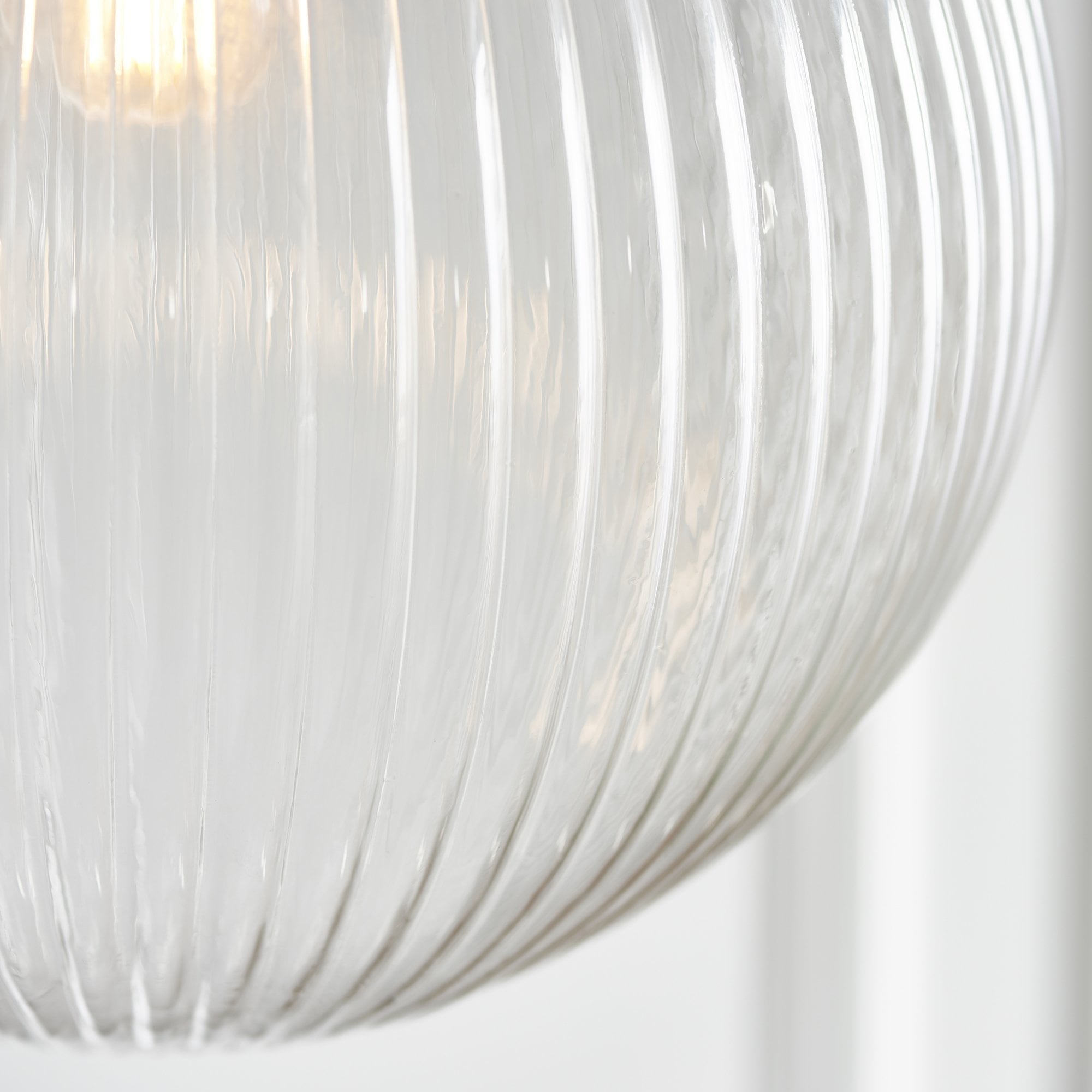 Endon Brydon Single Light Pendant 350mm - Antique Brass Plate & Clear Ribbed Glass