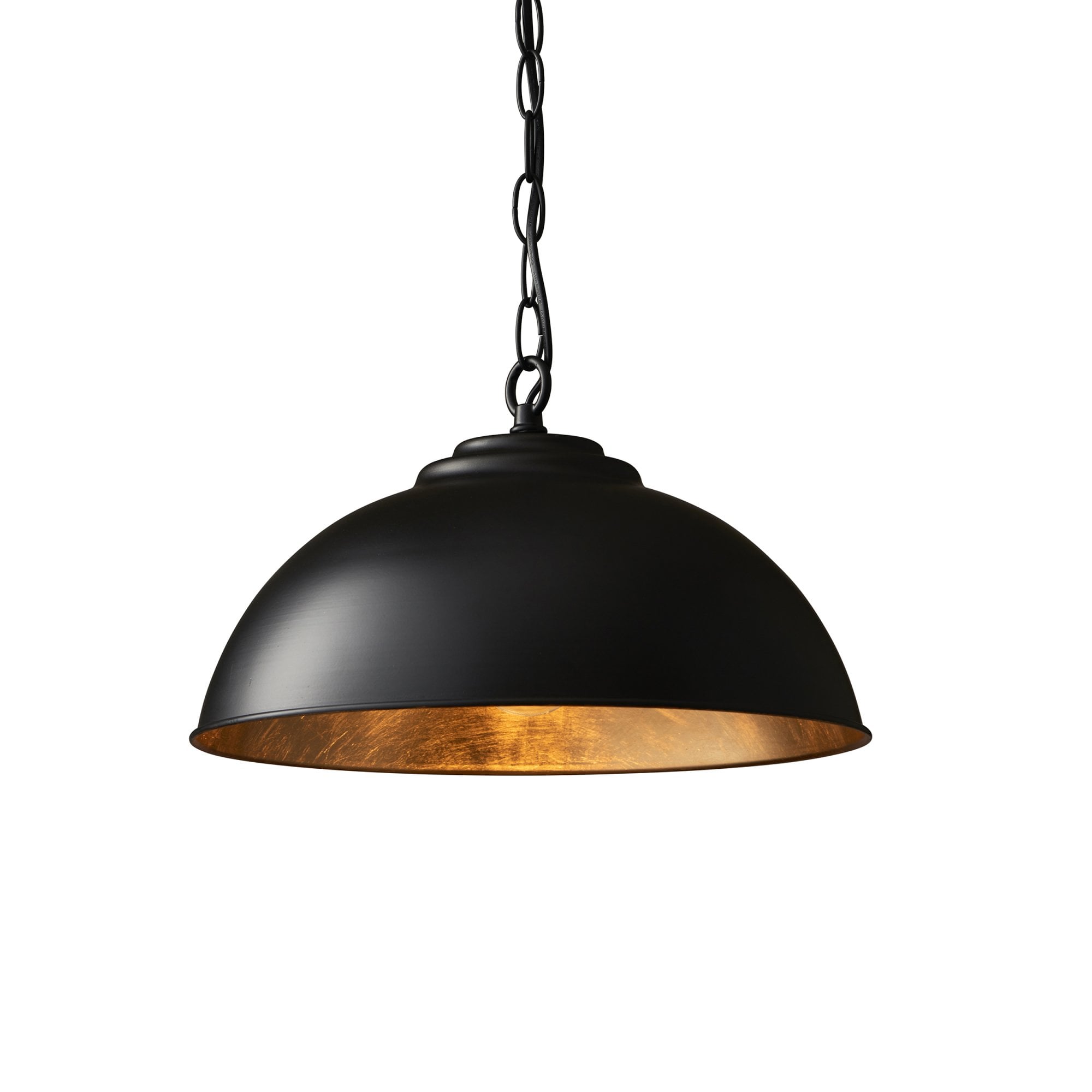 Endon Colman Single Light Pendant - Matt Black & Gold Leaf