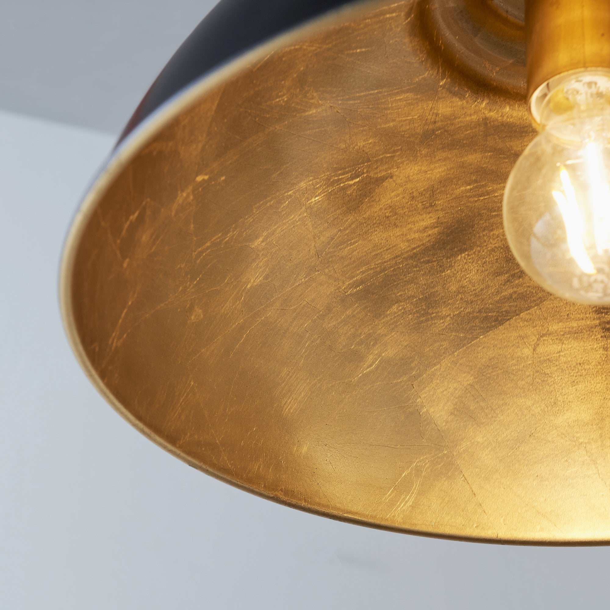 Endon Colman Single Light Pendant - Matt Black & Gold Leaf