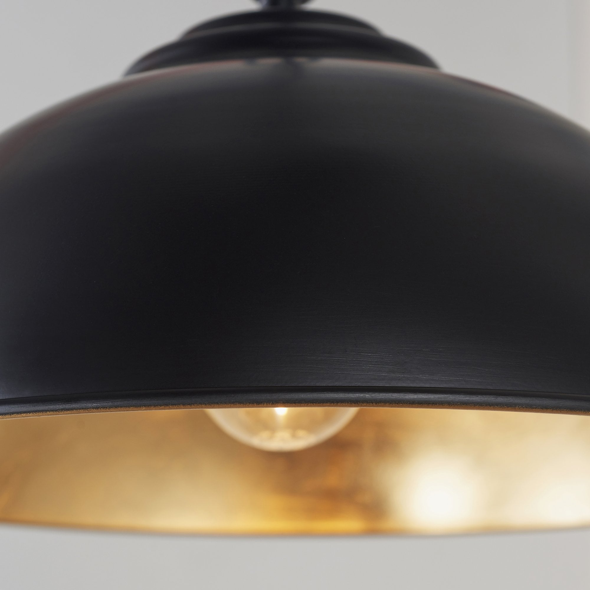 Endon Colman Single Light Pendant - Matt Black & Gold Leaf