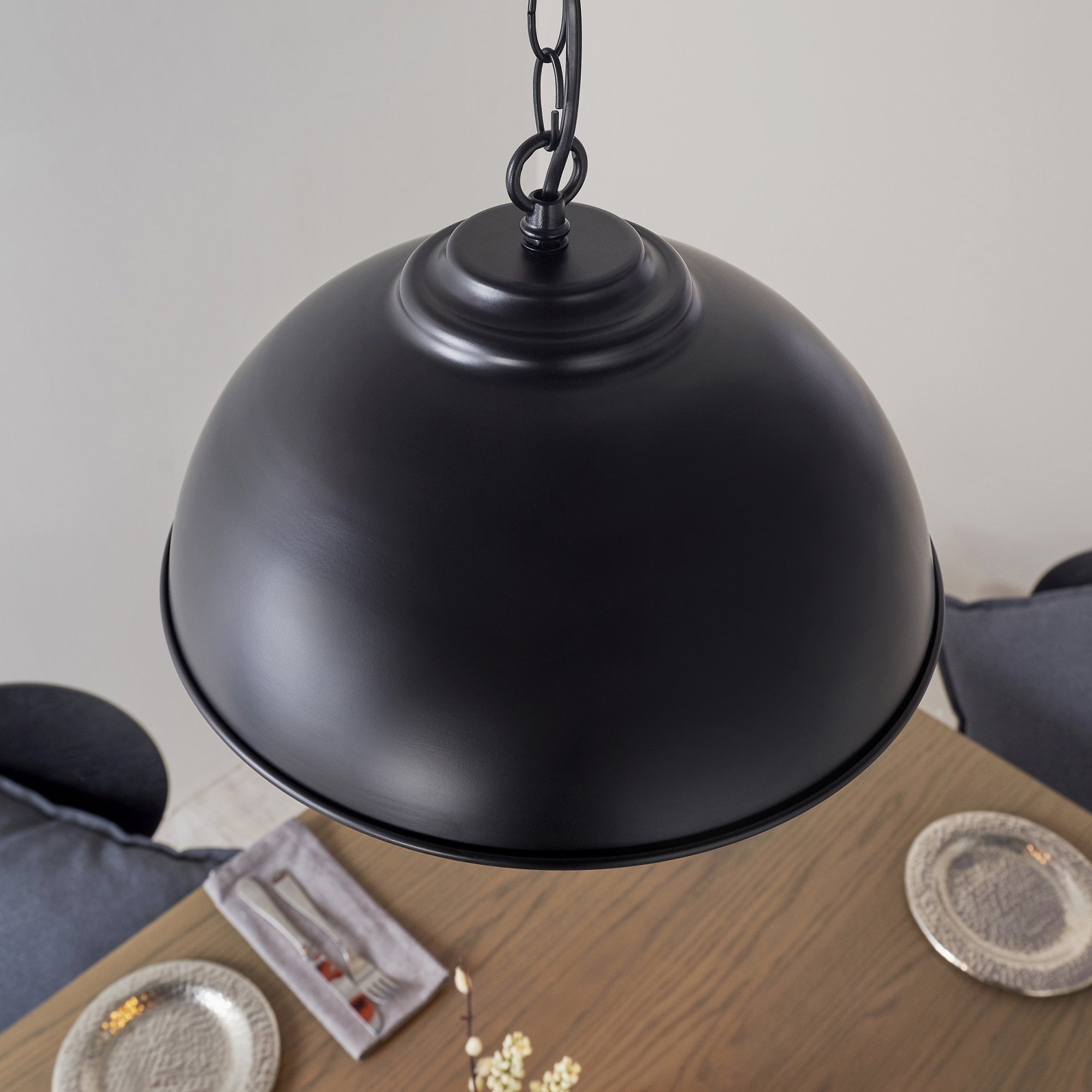 Endon Colman Single Light Pendant - Matt Black & Gold Leaf