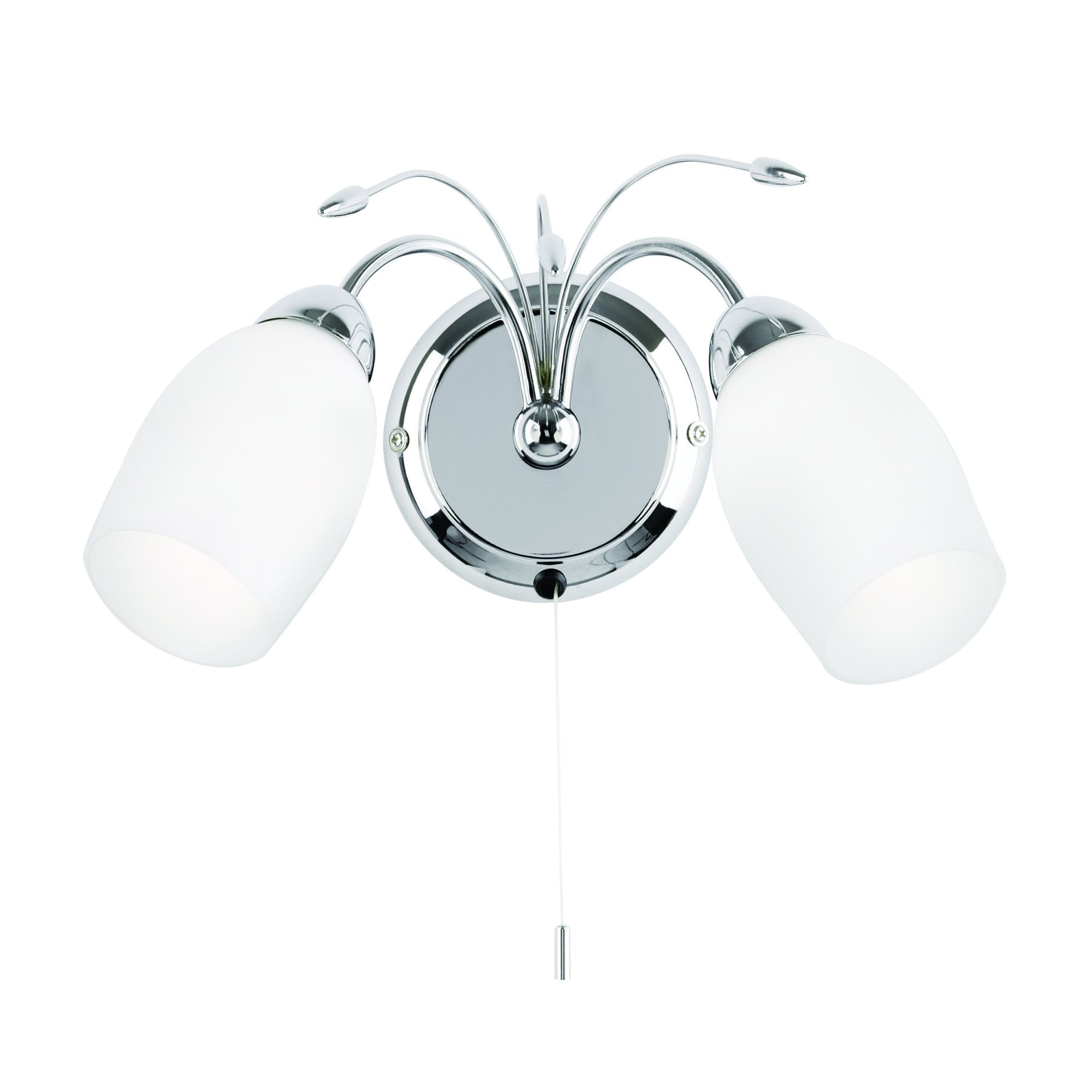 Endon Meadow 2 Light Wall Fitting - Chrome Plate & White Glass